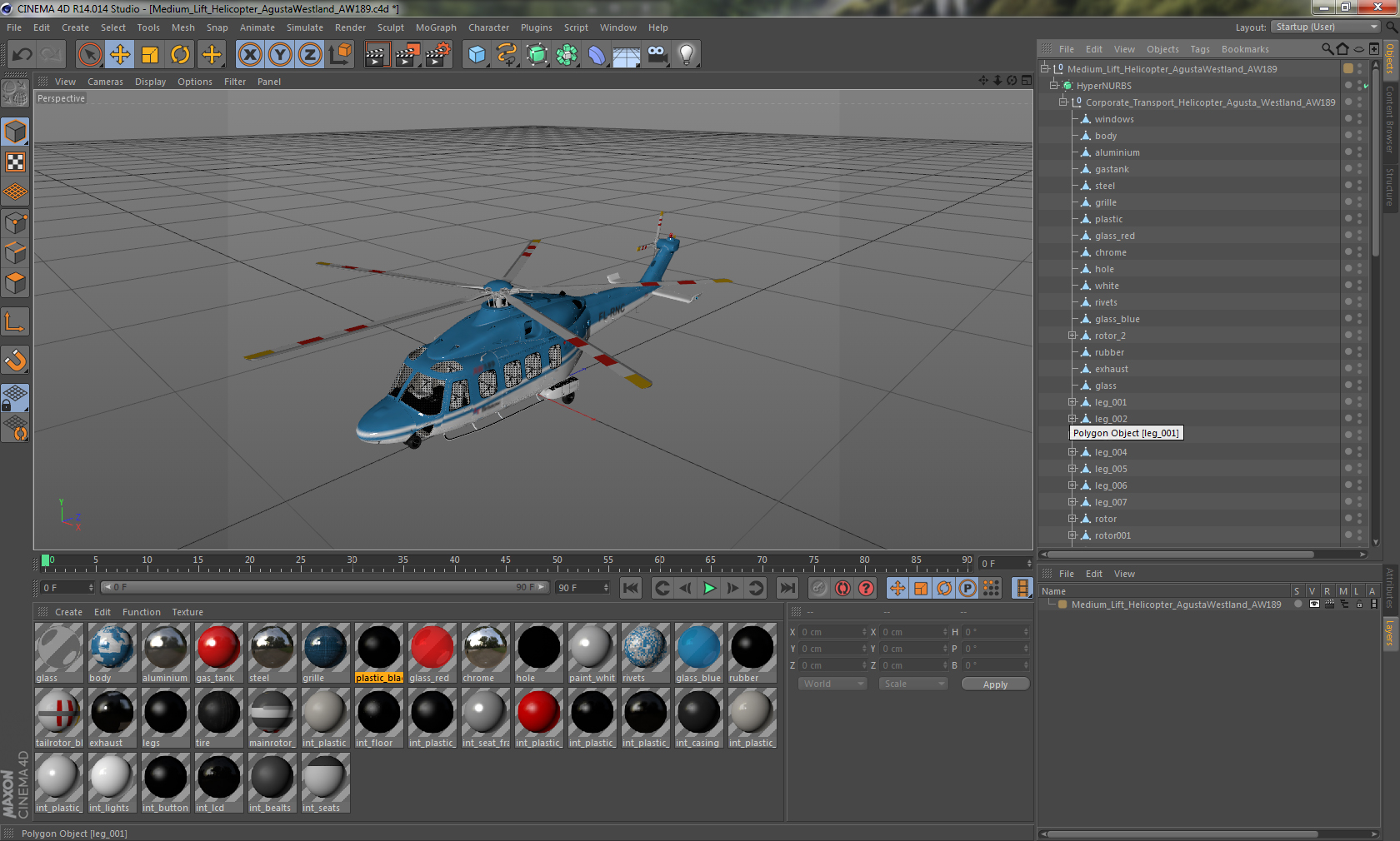 3D Medium Lift Helicopter AgustaWestland AW189 model