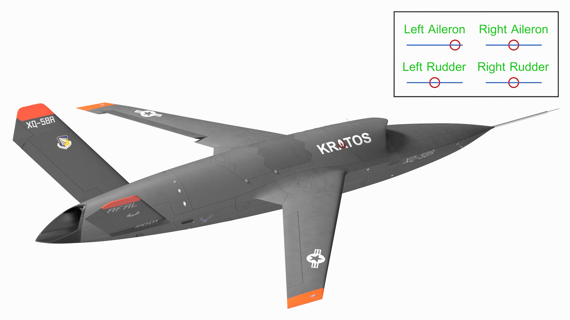 Valkyrie Kratos XQ-58 Combat Military Drone Rigged for Maya 3D model