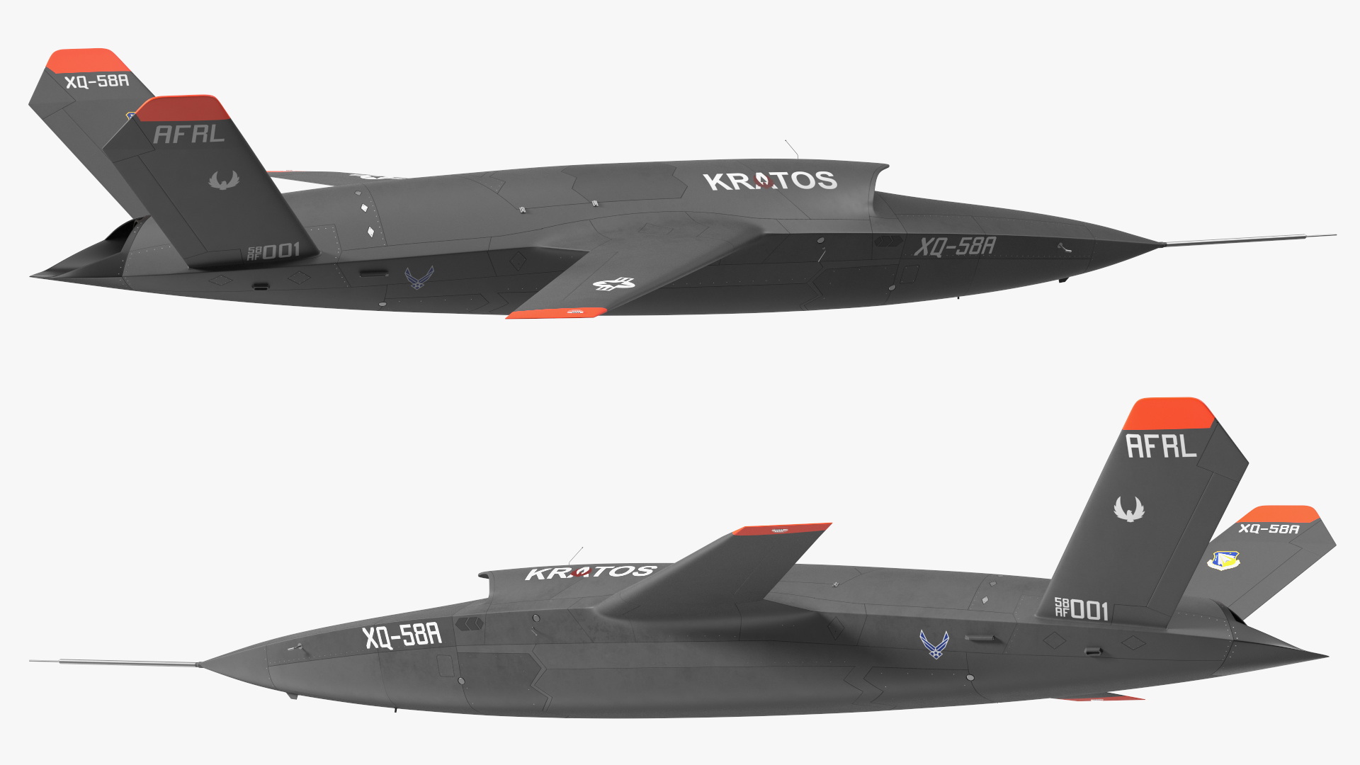 Valkyrie Kratos XQ-58 Combat Military Drone Rigged for Maya 3D model