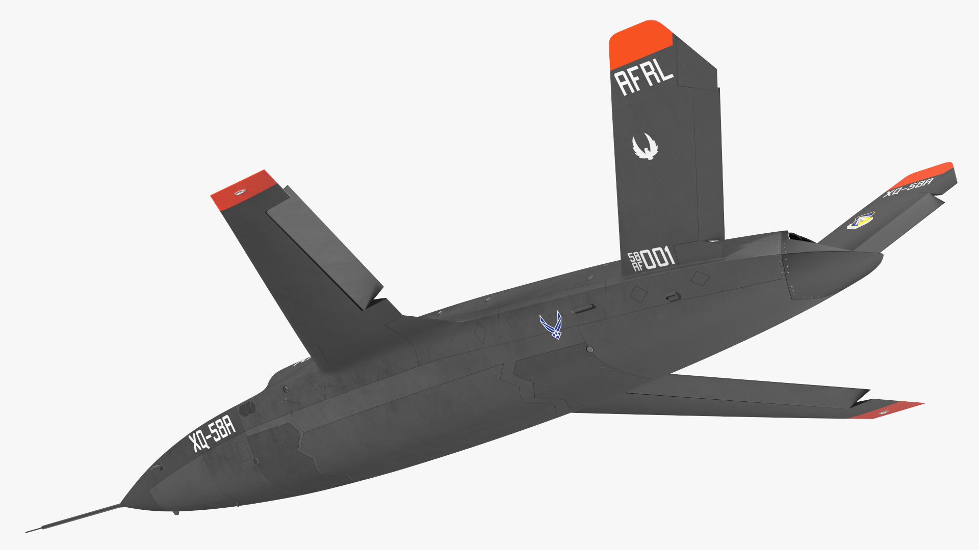 Valkyrie Kratos XQ-58 Combat Military Drone Rigged for Maya 3D model