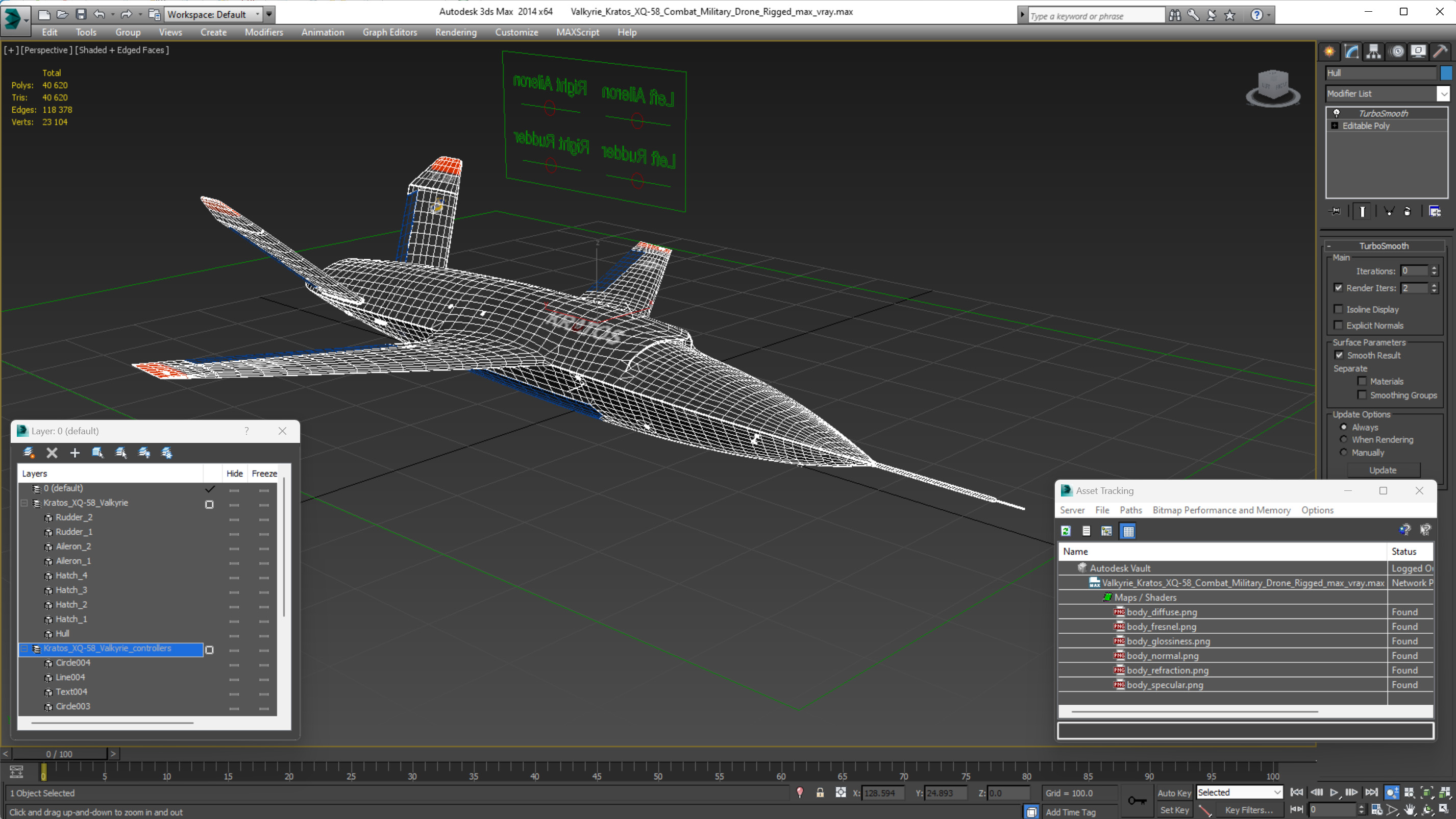 Valkyrie Kratos XQ-58 Combat Military Drone Rigged for Maya 3D model