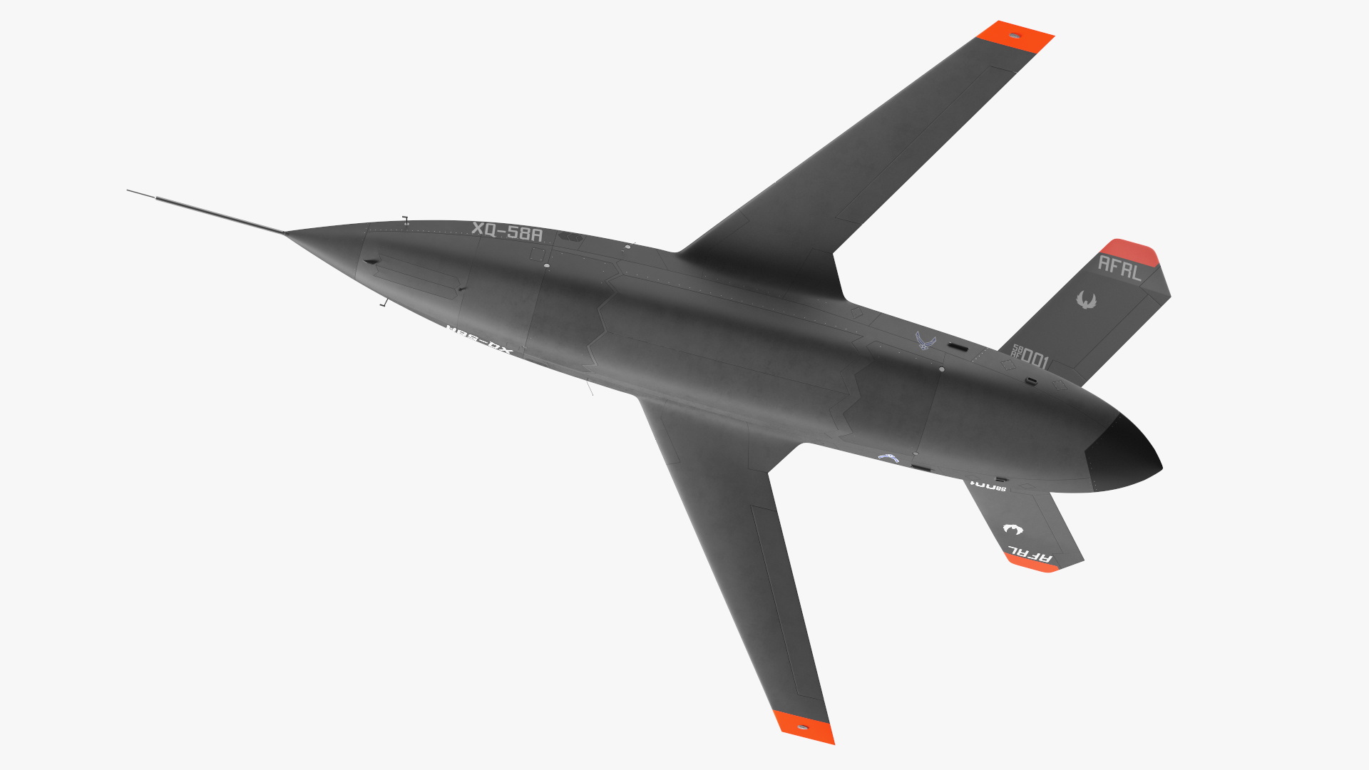 Valkyrie Kratos XQ-58 Combat Military Drone Rigged for Maya 3D model