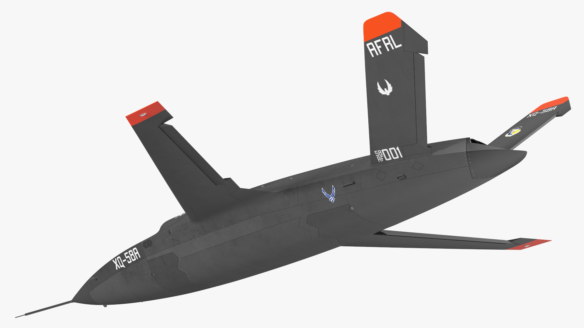Valkyrie Kratos XQ-58 Combat Military Drone Rigged for Maya 3D model