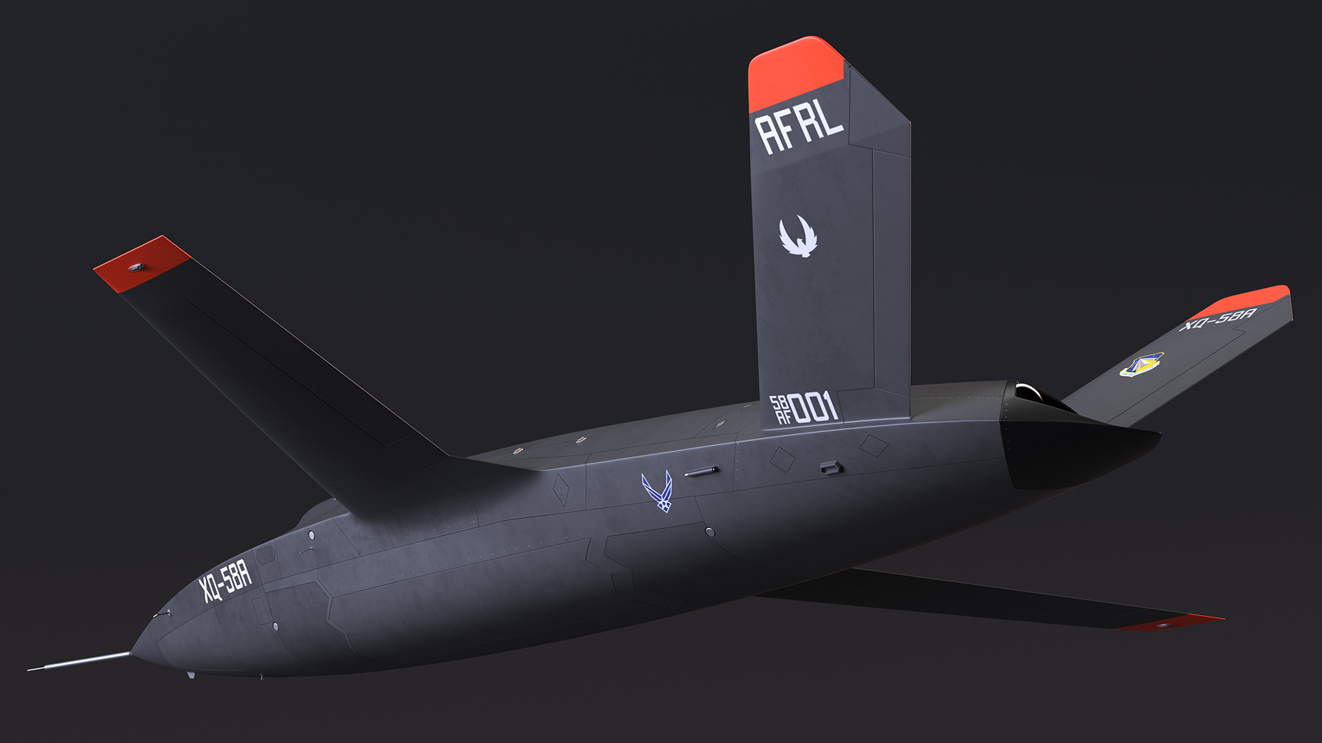 Valkyrie Kratos XQ-58 Combat Military Drone Rigged for Maya 3D model