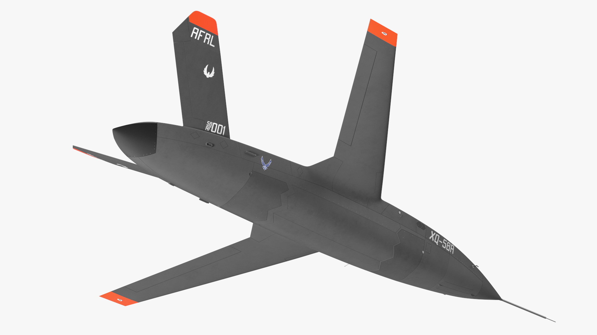 Valkyrie Kratos XQ-58 Combat Military Drone Rigged for Maya 3D model