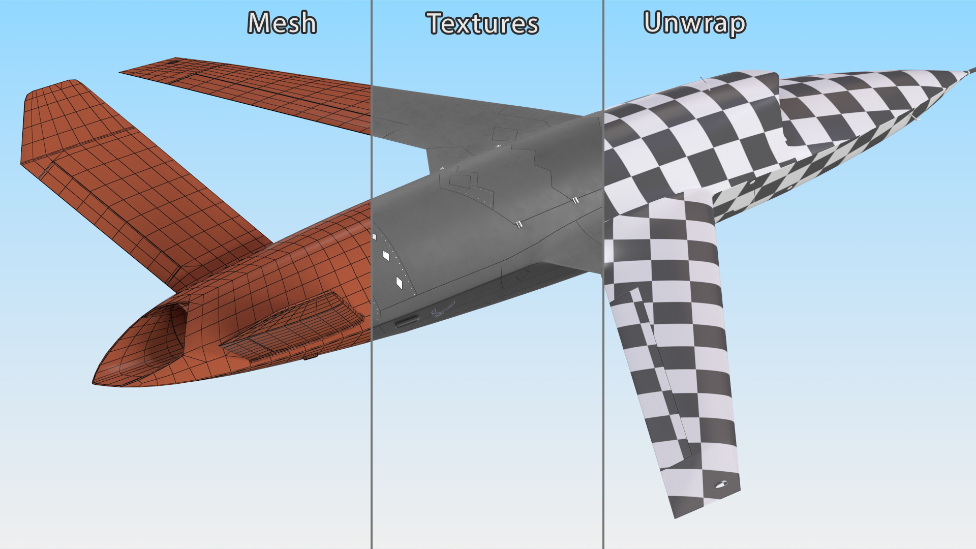 Valkyrie Kratos XQ-58 Combat Military Drone Rigged for Maya 3D model