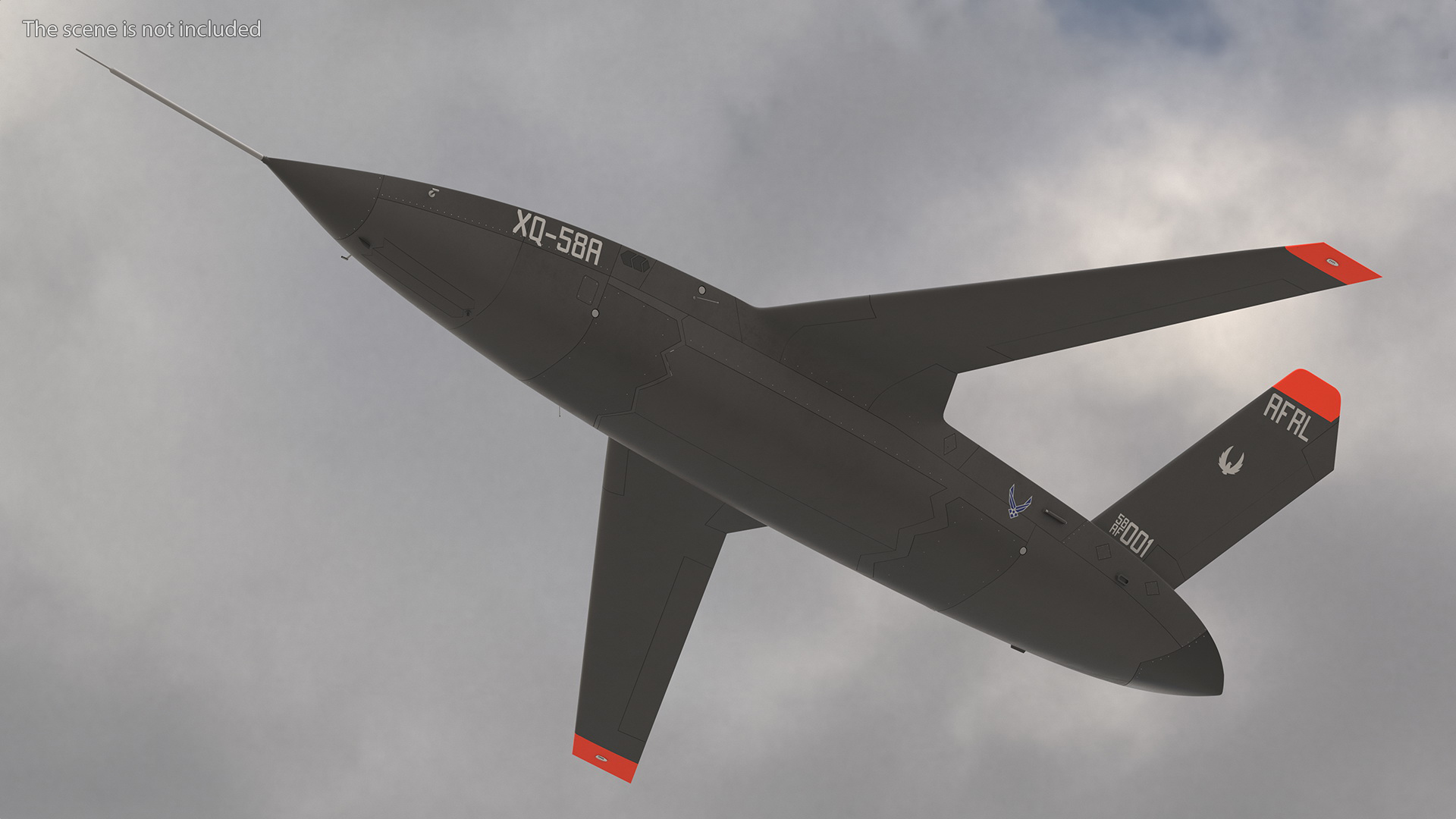 Valkyrie Kratos XQ-58 Combat Military Drone Rigged for Maya 3D model