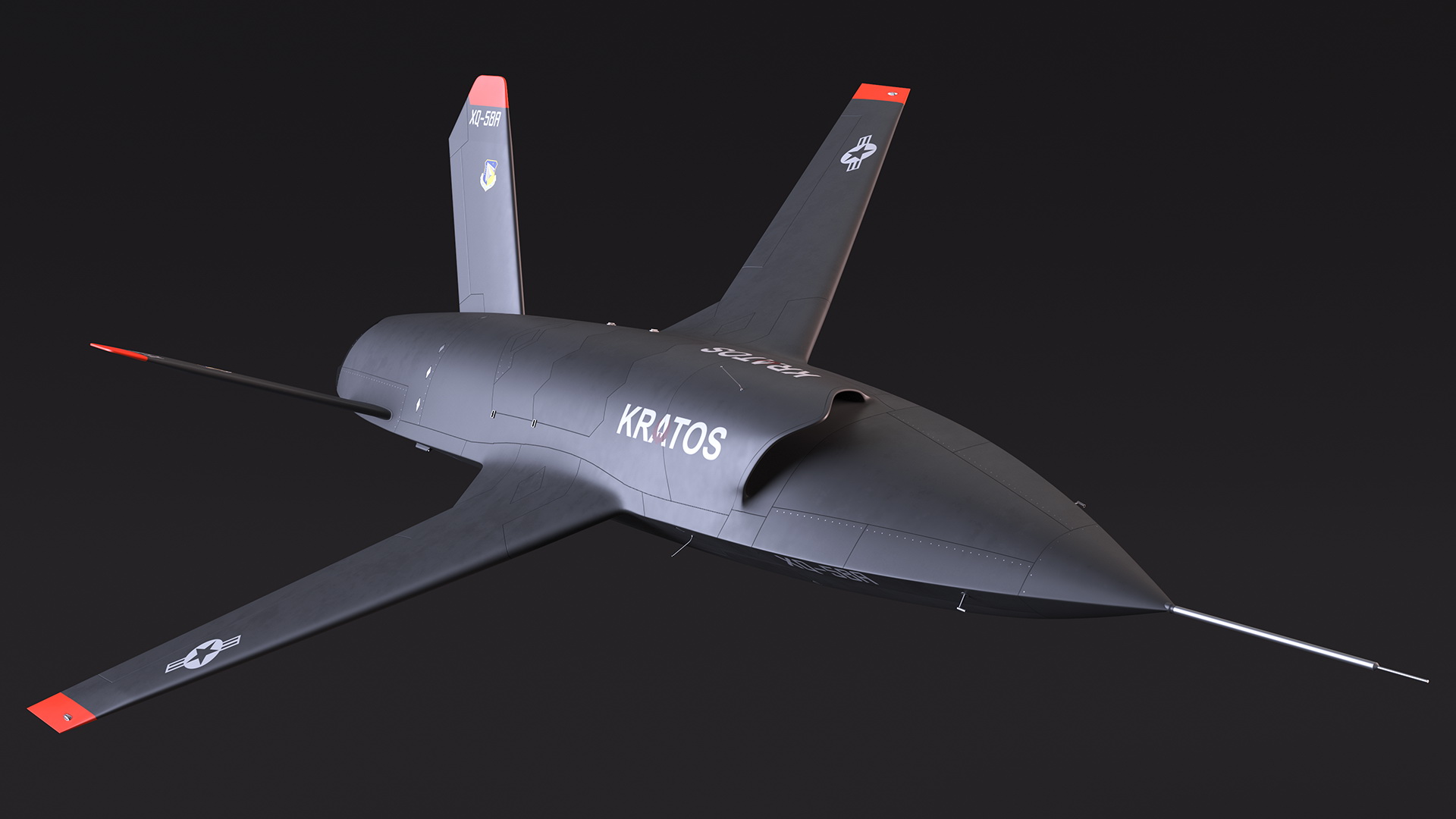 Valkyrie Kratos XQ-58 Combat Military Drone Rigged for Maya 3D model