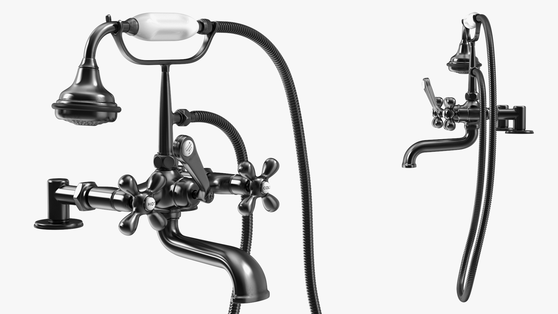 Traditional Crosshead Bath Shower Mixer Tap Black 3D model