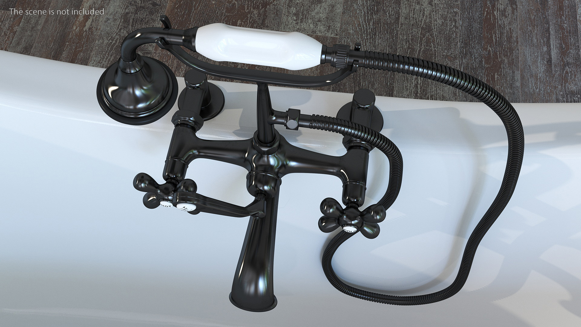 Traditional Crosshead Bath Shower Mixer Tap Black 3D model