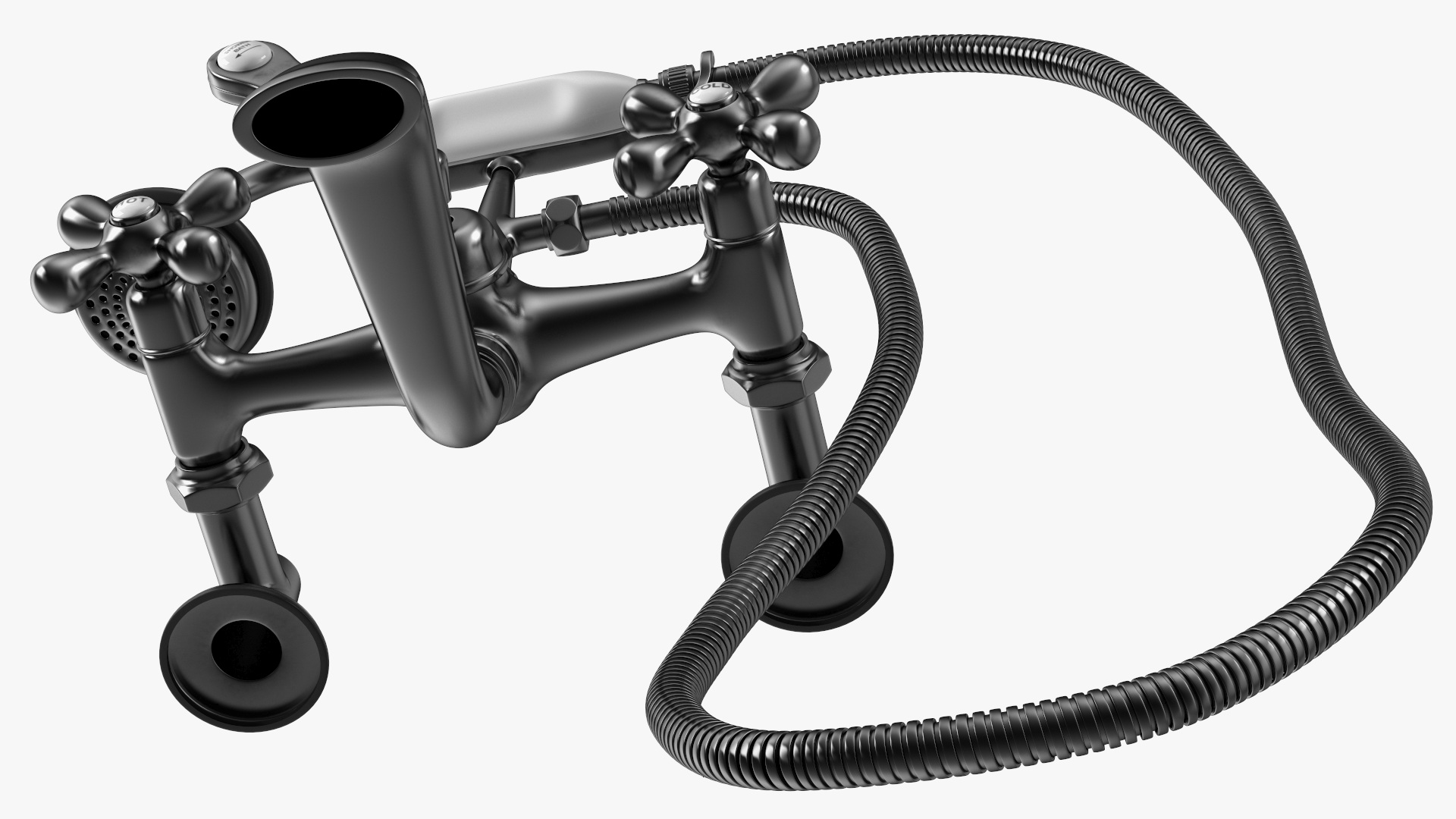 Traditional Crosshead Bath Shower Mixer Tap Black 3D model