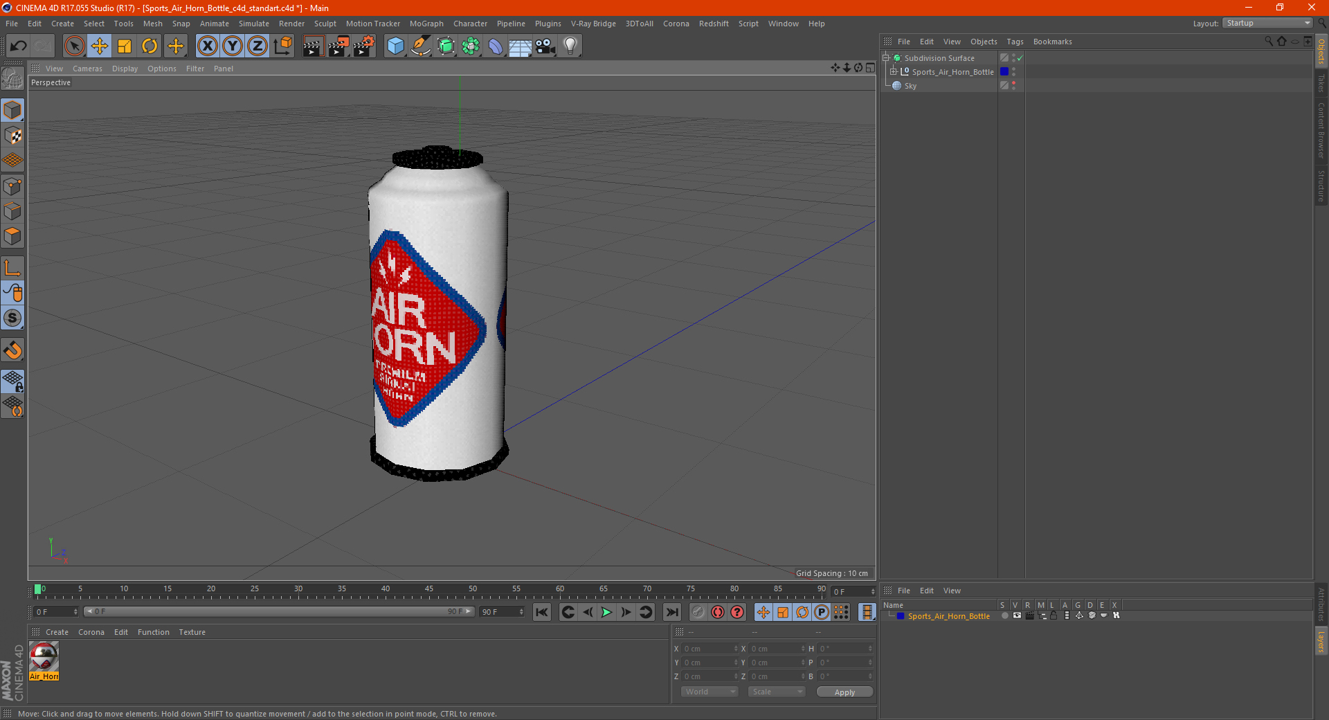 Sports Air Horn Bottle 3D