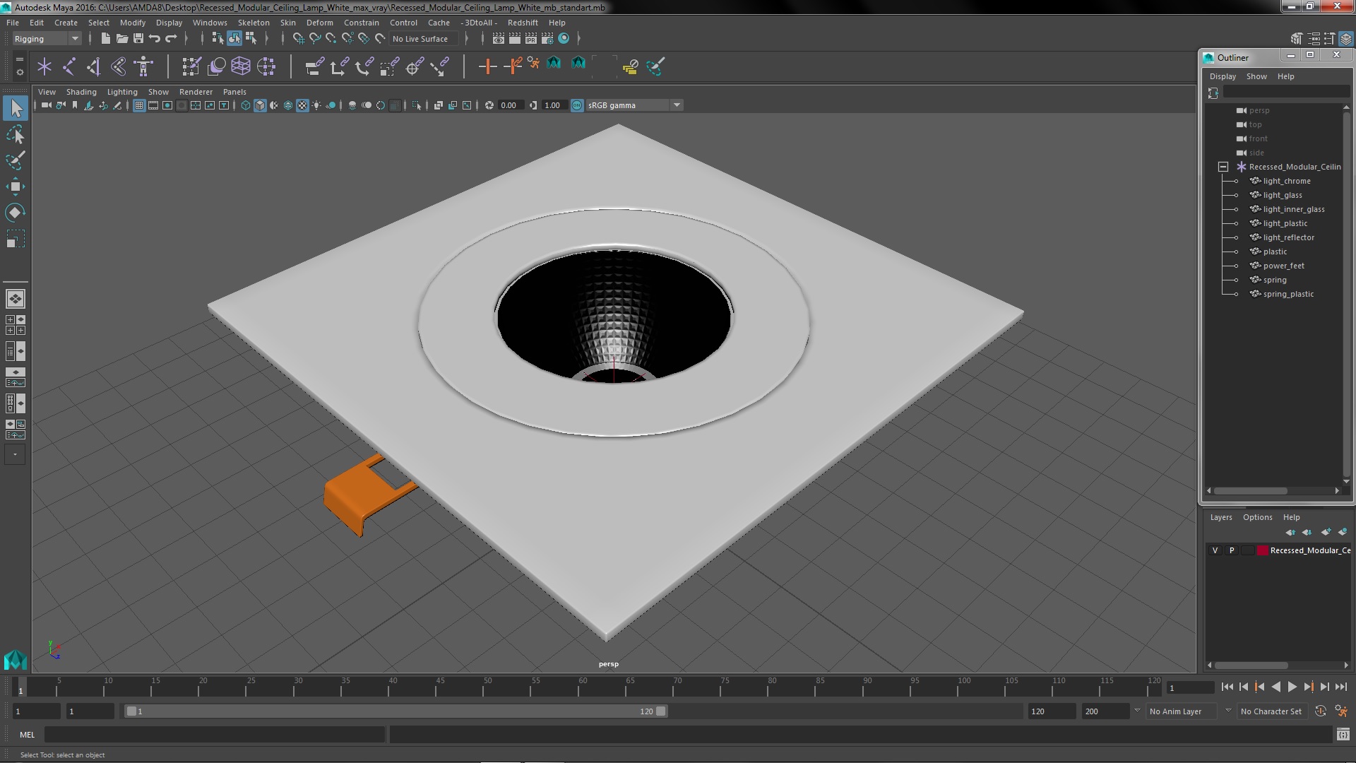 3D model Recessed Modular Ceiling Lamp White