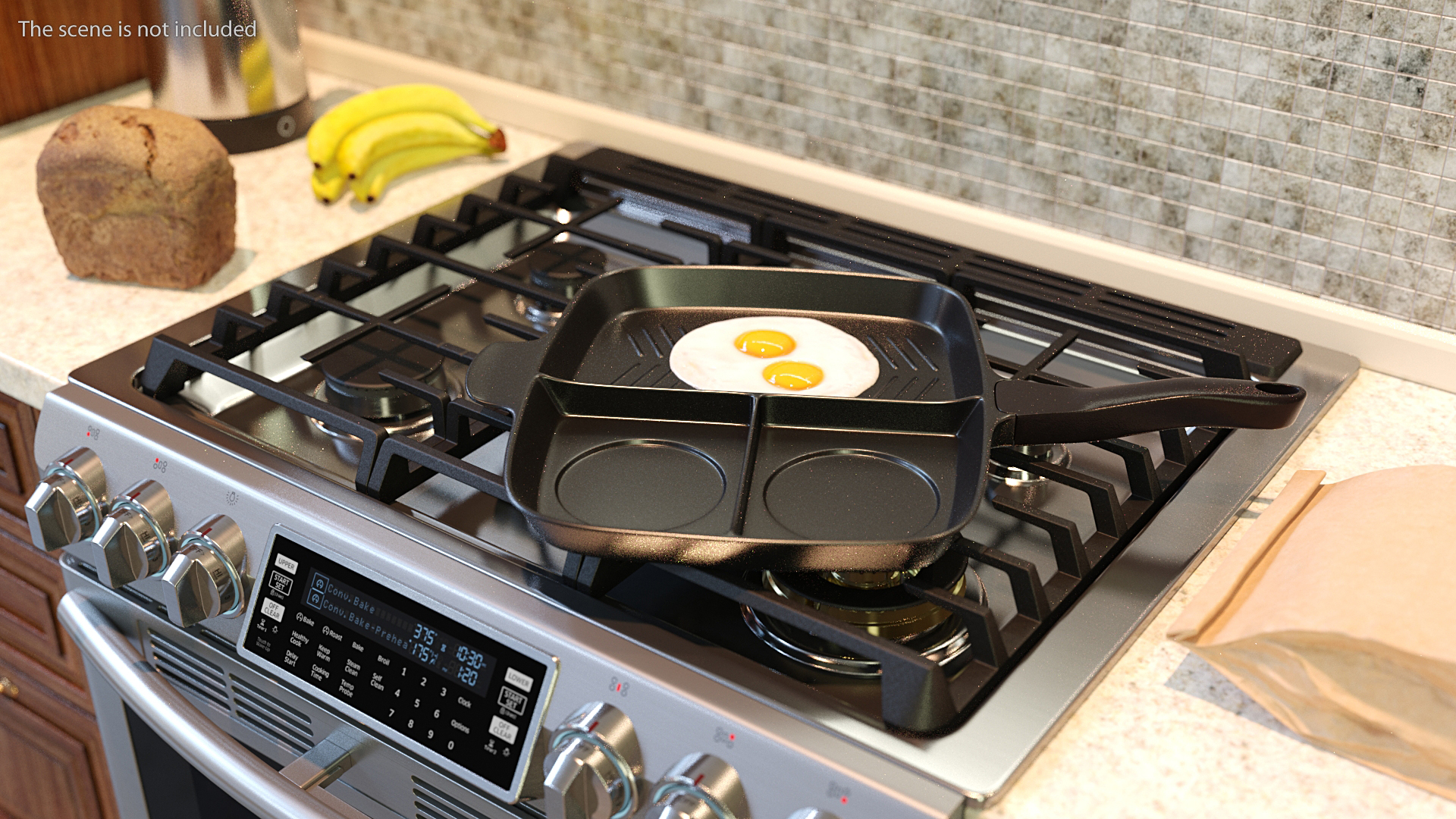 Divided 3 Section Grill Griddle Skillet Generic 3D