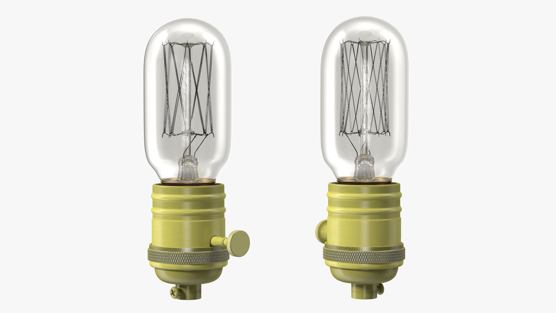 3D Brass Lamp Holder with Light Bulb model