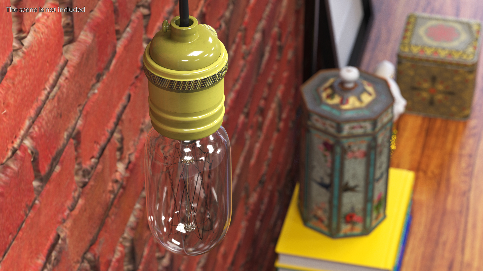 3D Brass Lamp Holder with Light Bulb model