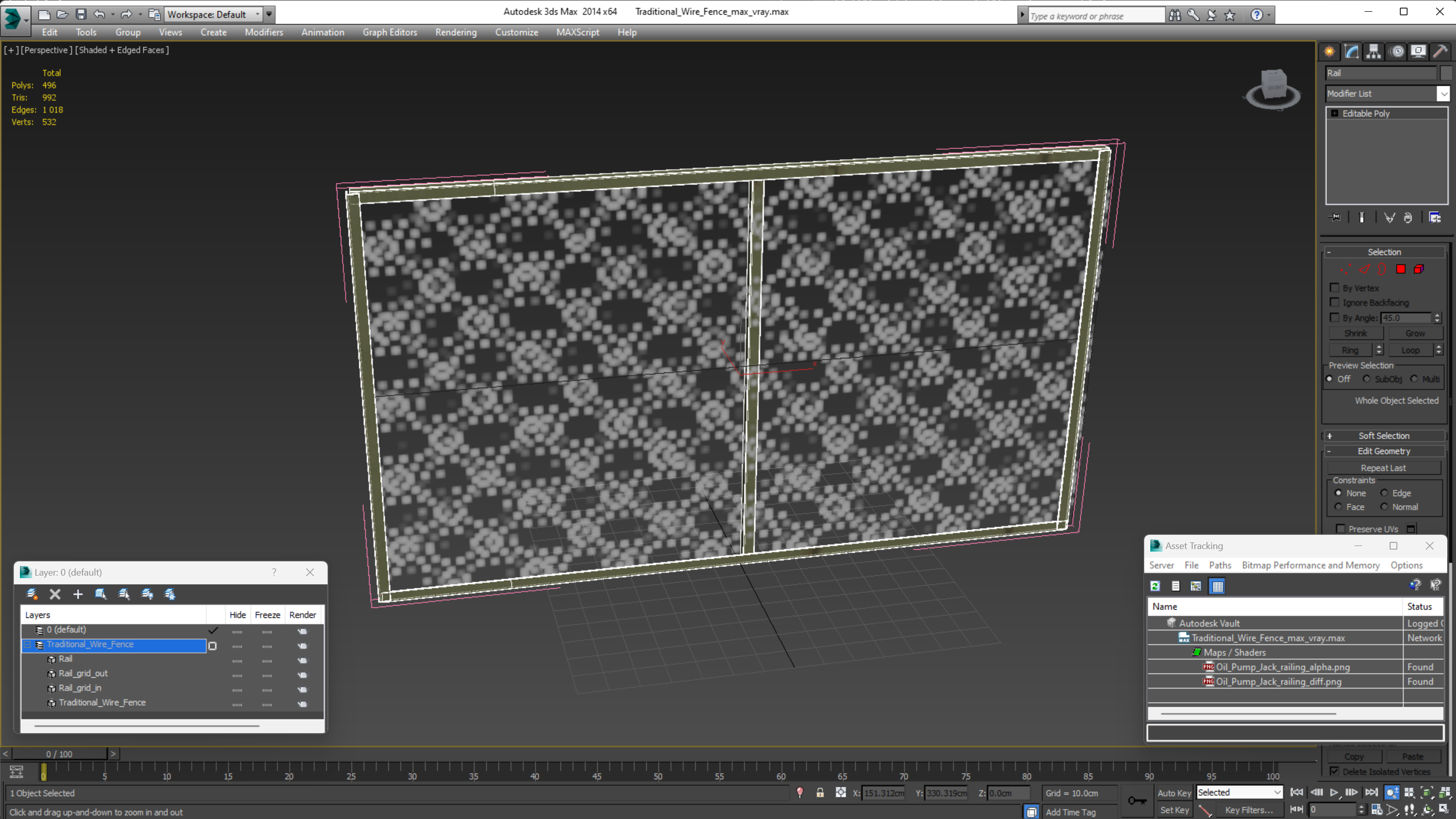 Traditional Wire Fence 3D