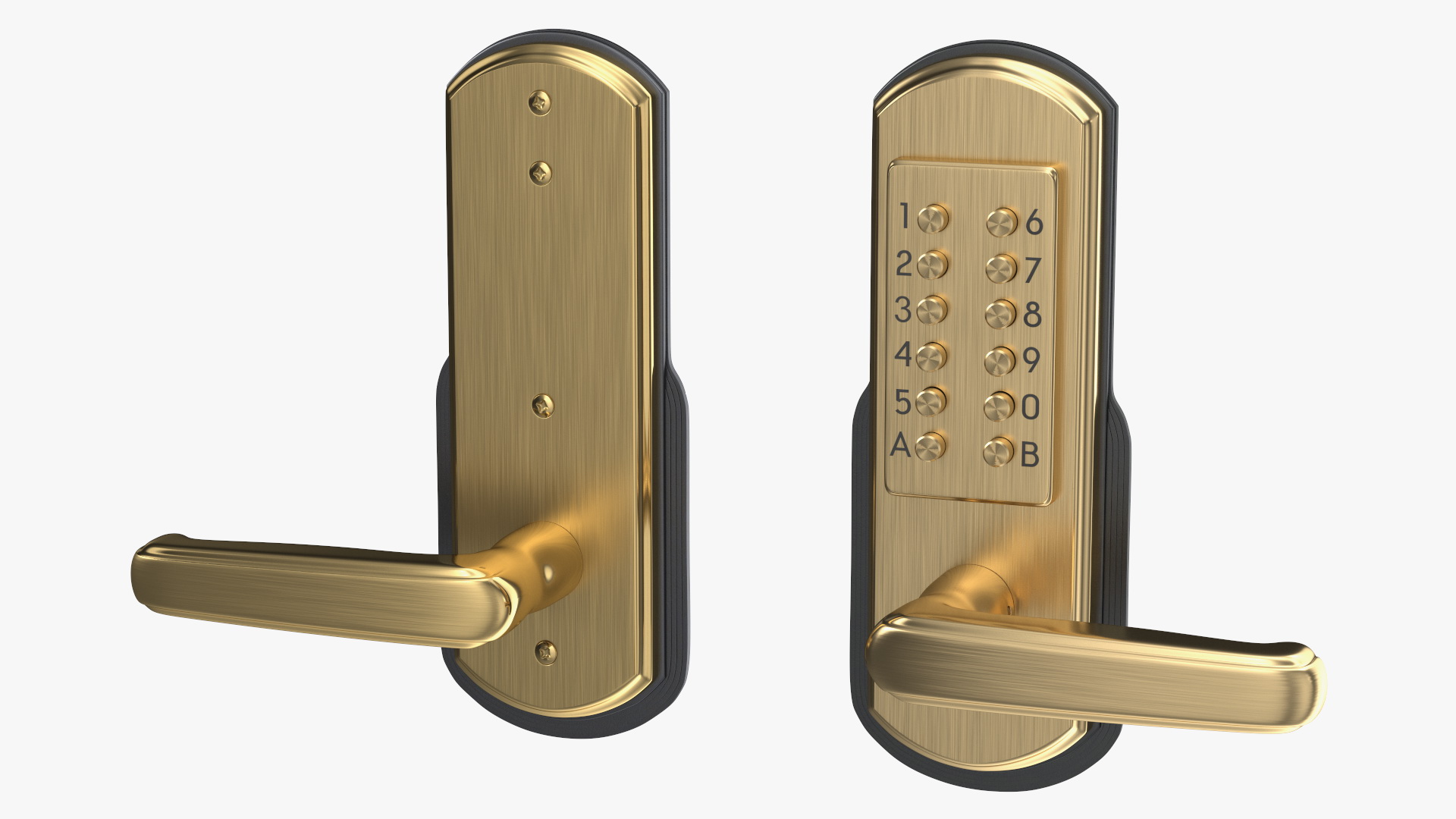 3D Push Button Door Lock Gold