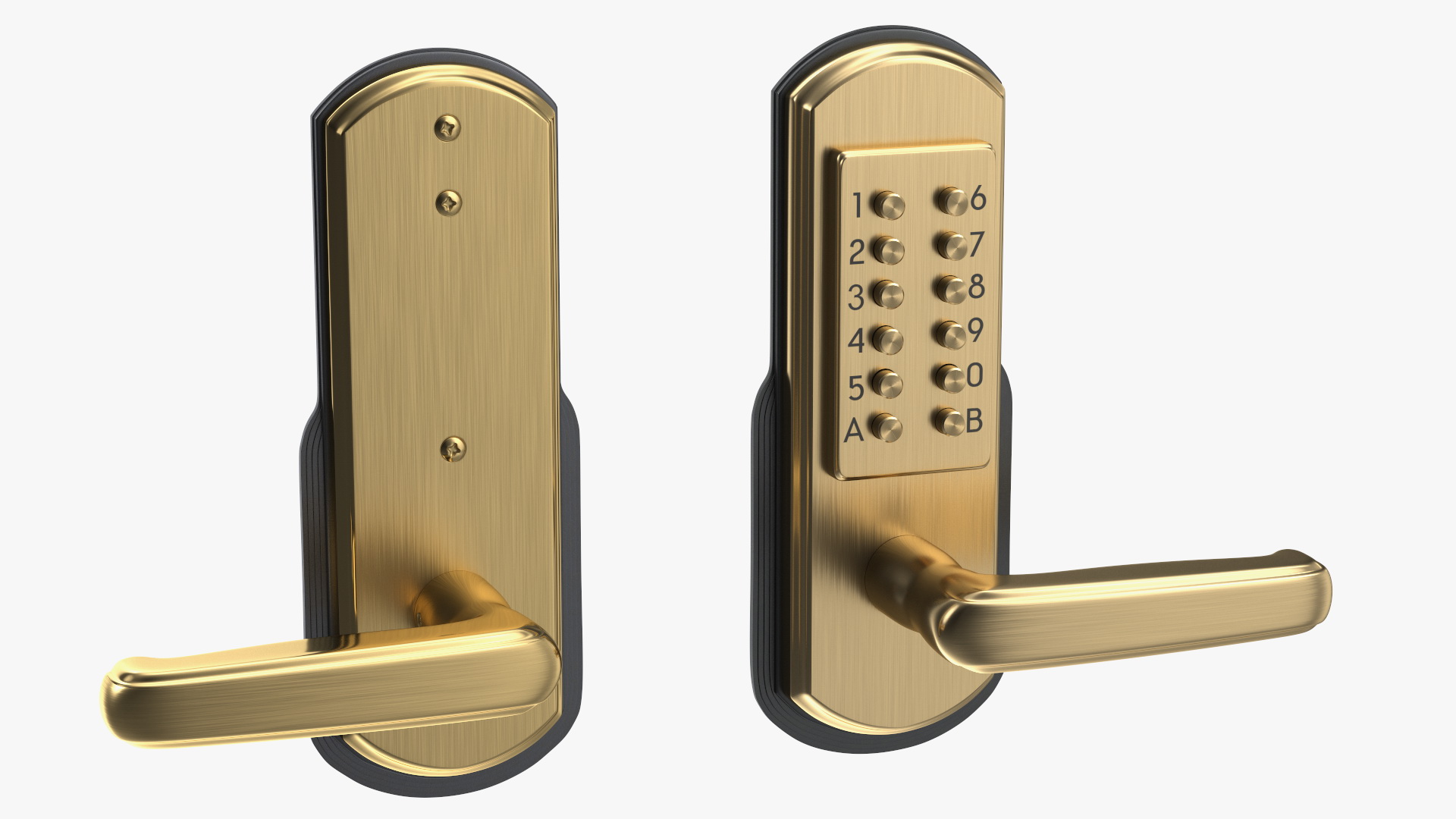 3D Push Button Door Lock Gold