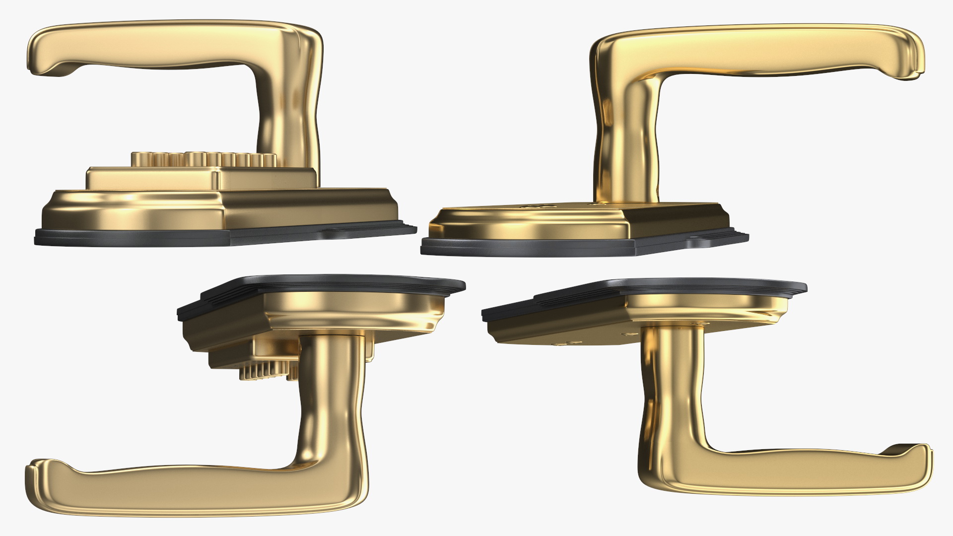 3D Push Button Door Lock Gold