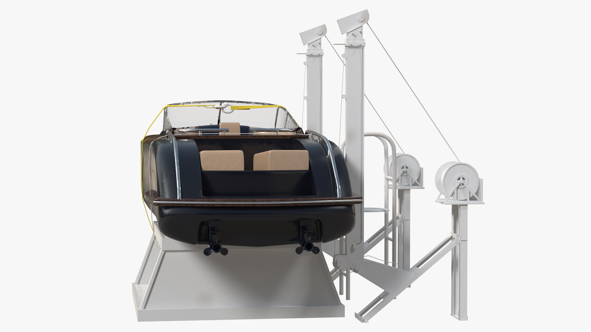 3D Boat Crane Lifting Motorboat model