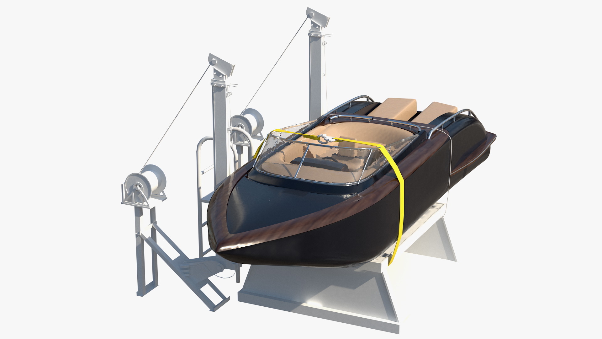 3D Boat Crane Lifting Motorboat model