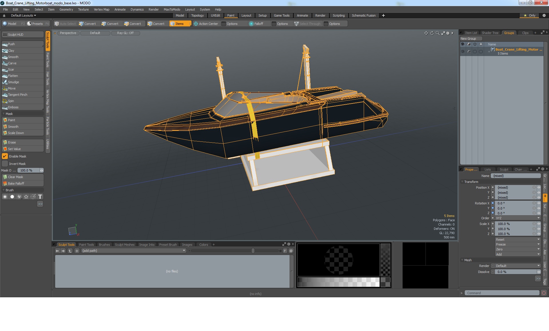 3D Boat Crane Lifting Motorboat model