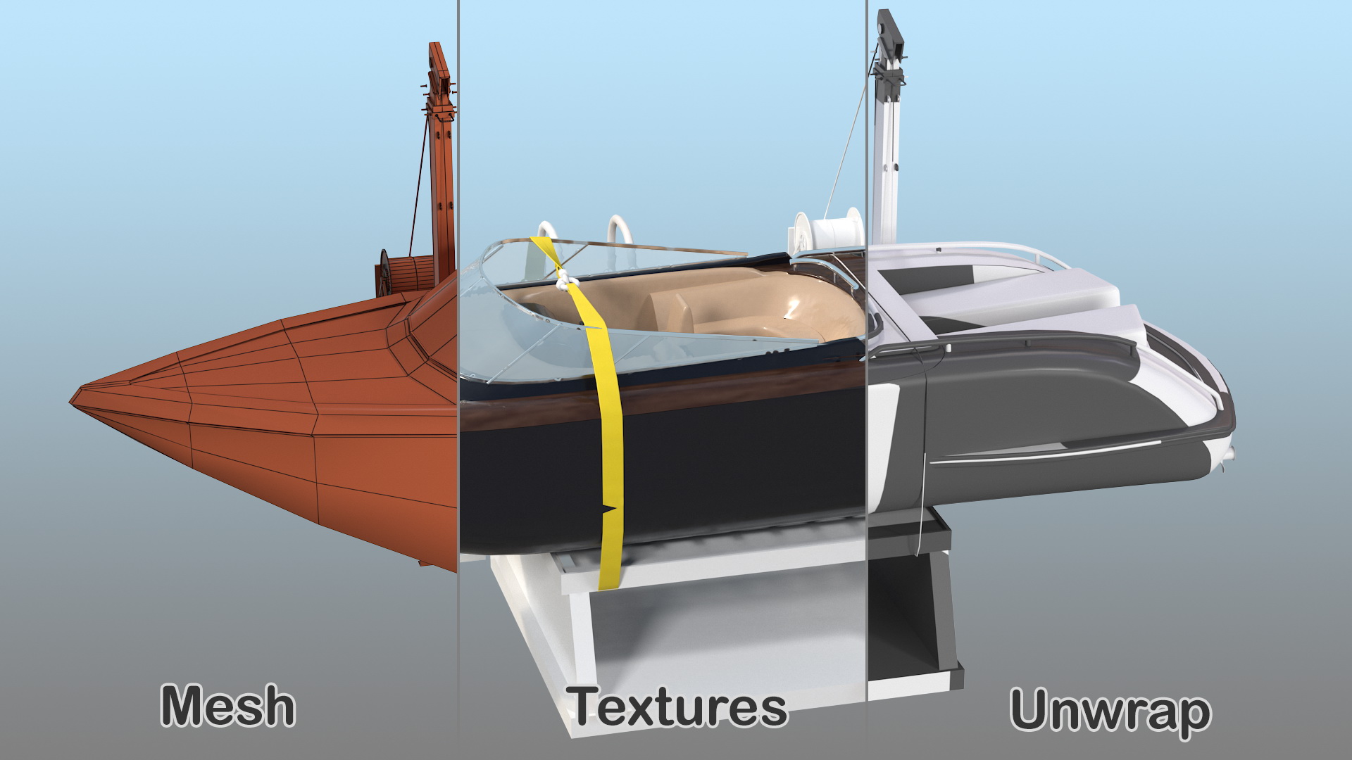 3D Boat Crane Lifting Motorboat model