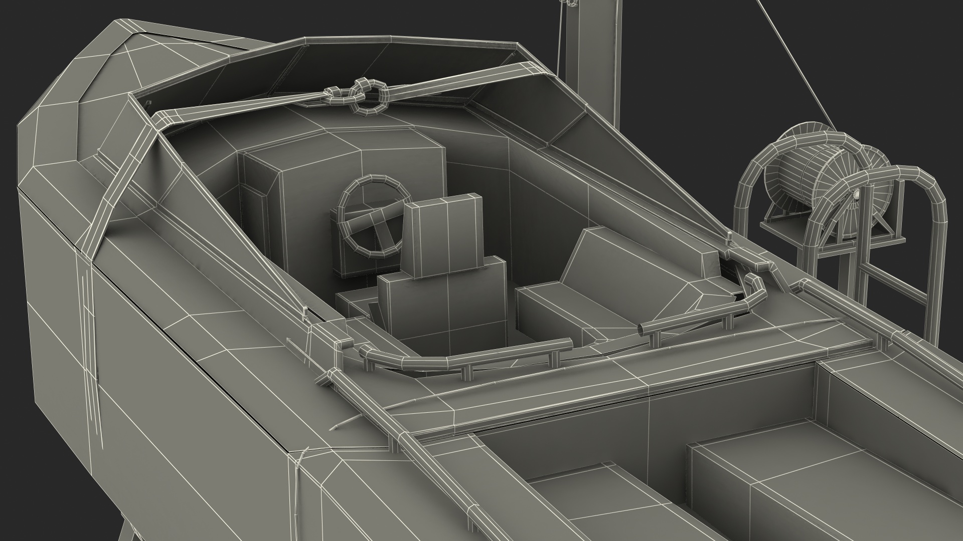 3D Boat Crane Lifting Motorboat model