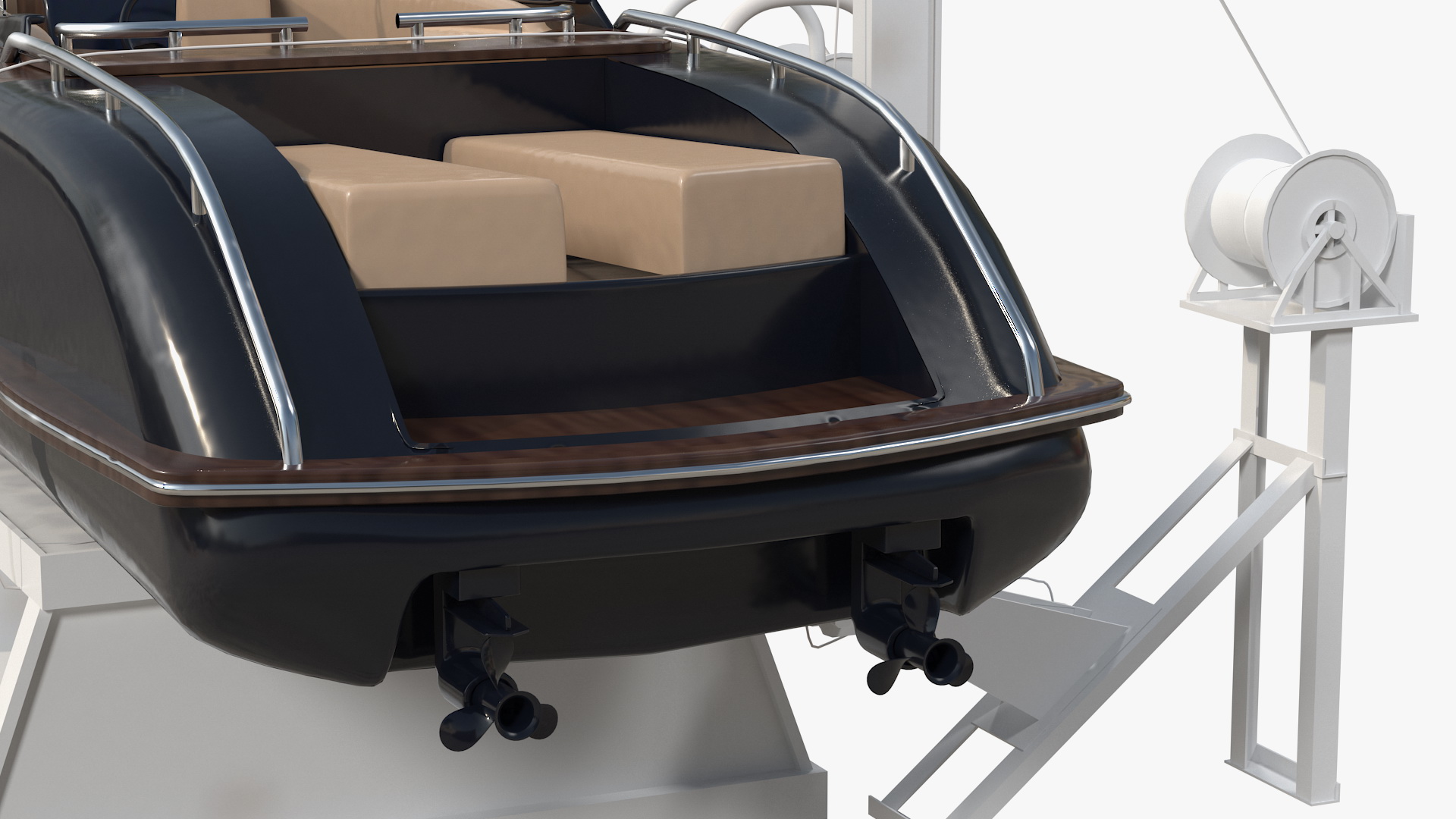 3D Boat Crane Lifting Motorboat model