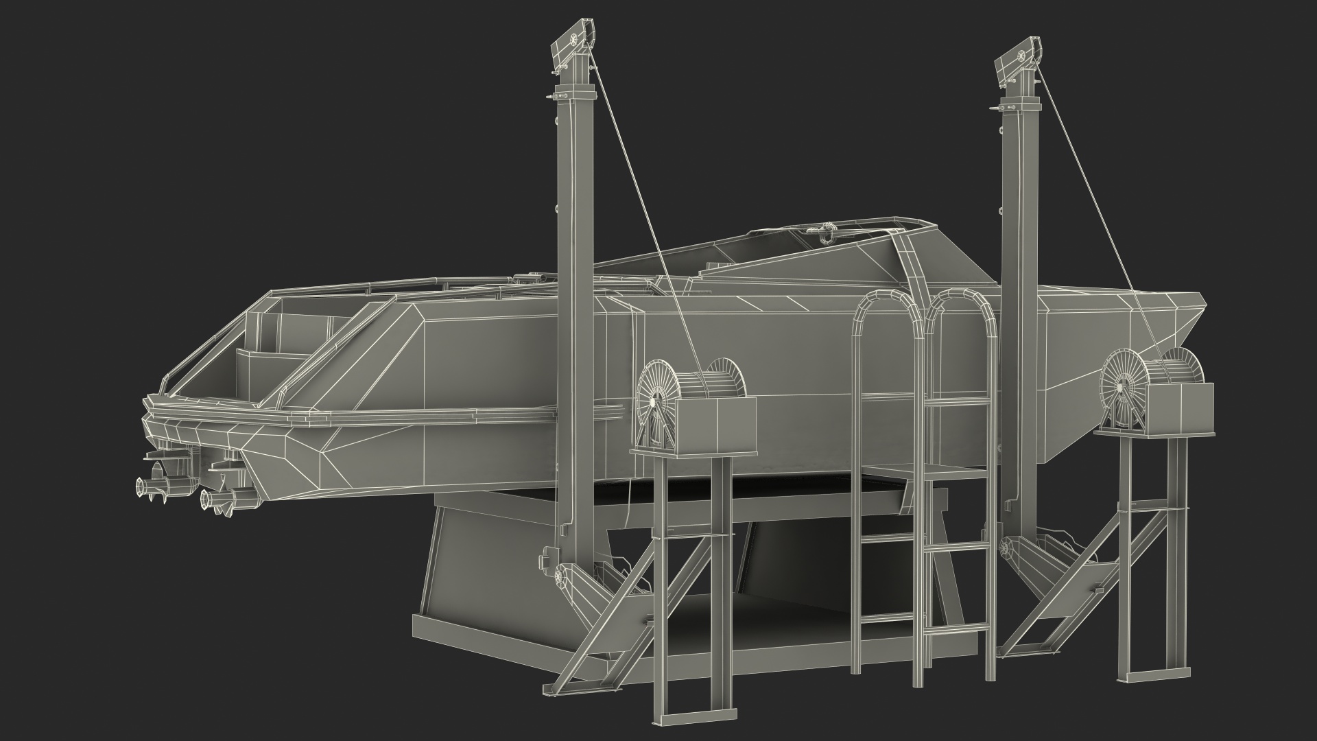 3D Boat Crane Lifting Motorboat model