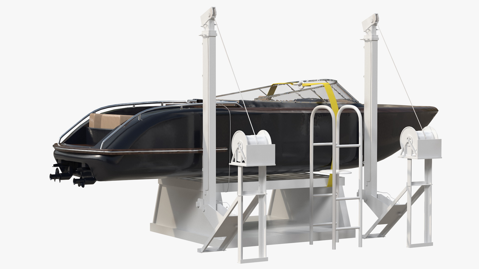 3D Boat Crane Lifting Motorboat model