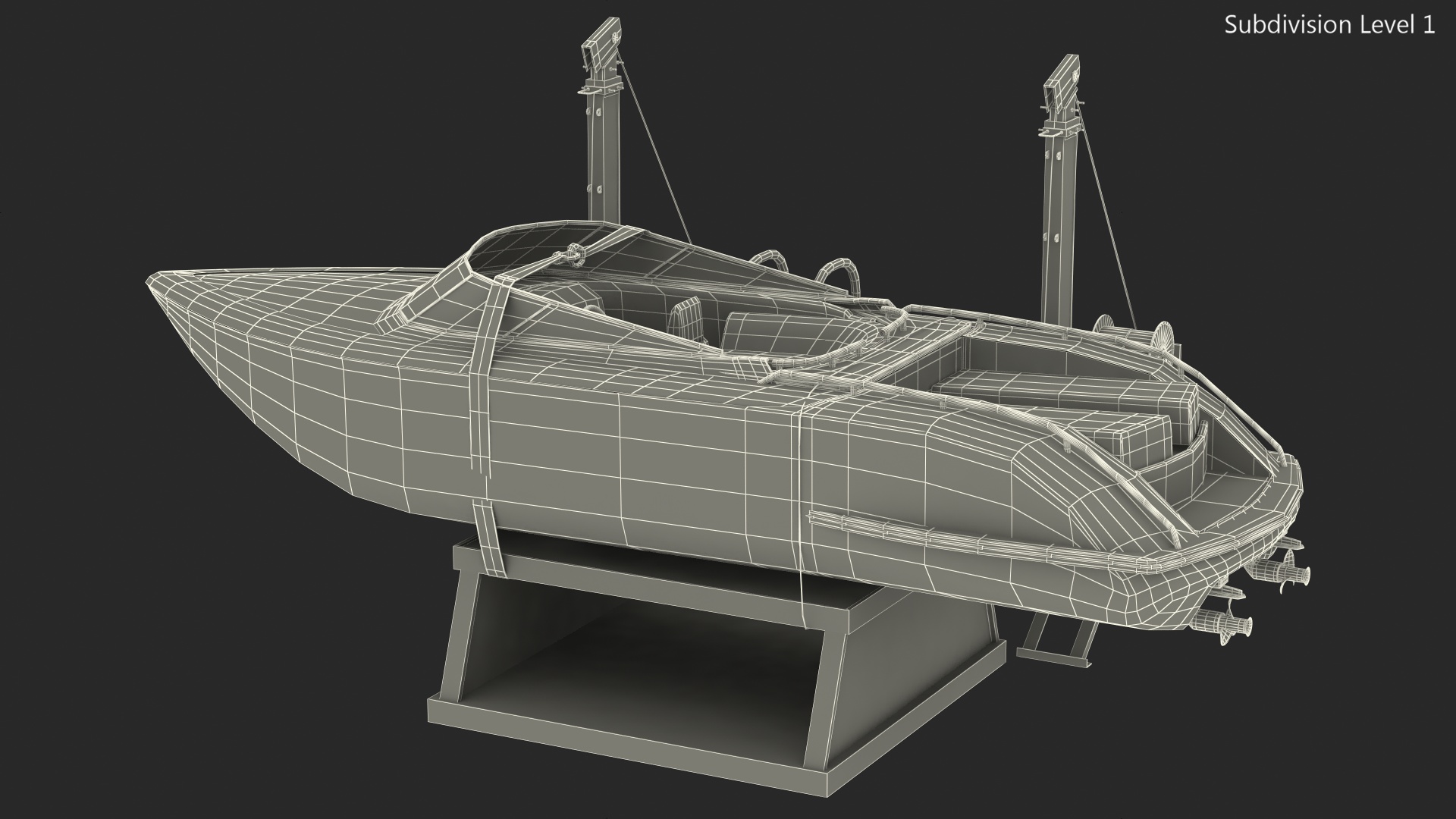 3D Boat Crane Lifting Motorboat model