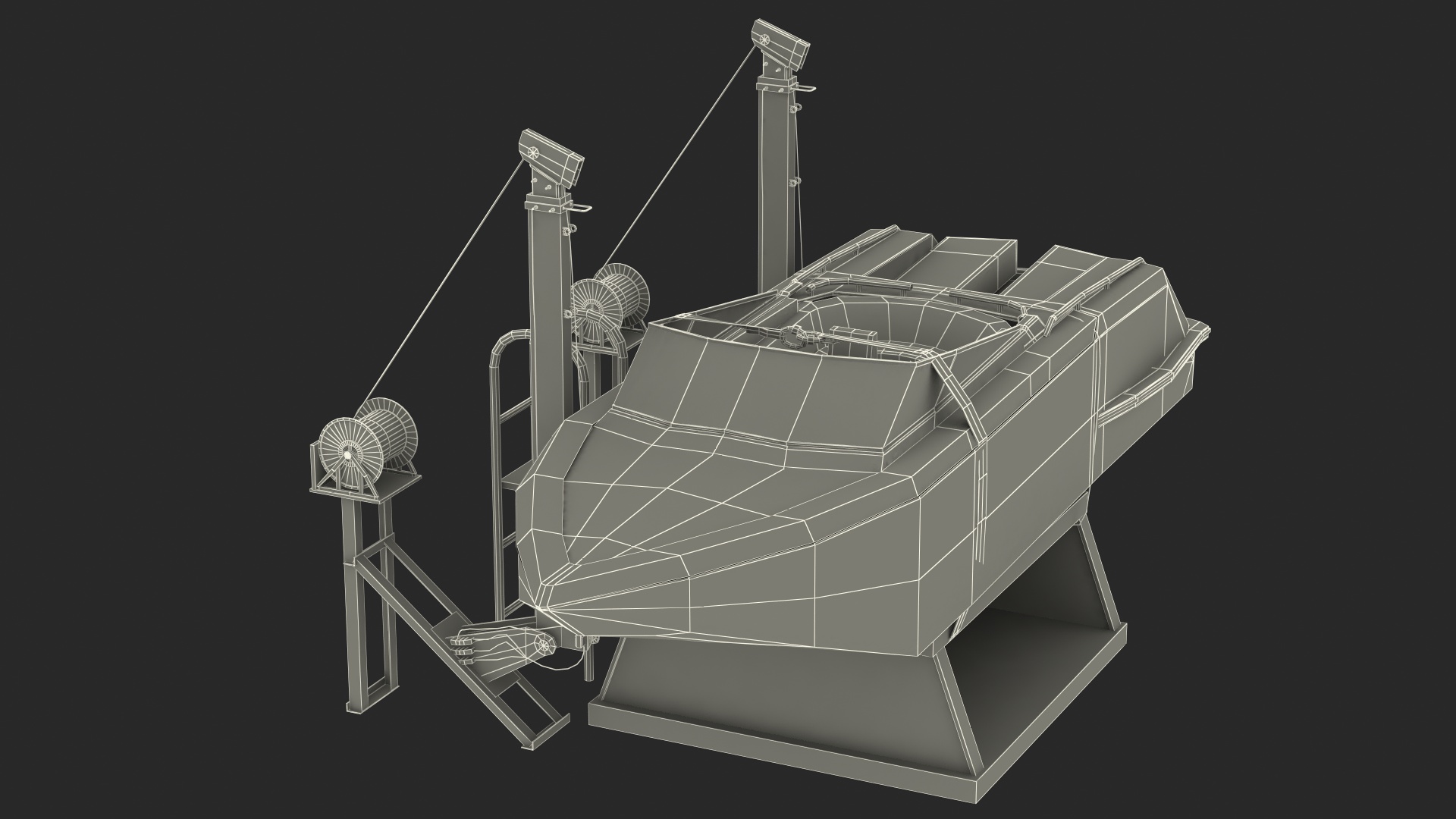 3D Boat Crane Lifting Motorboat model