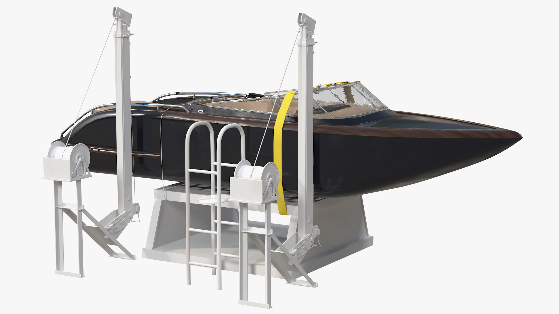 3D Boat Crane Lifting Motorboat model