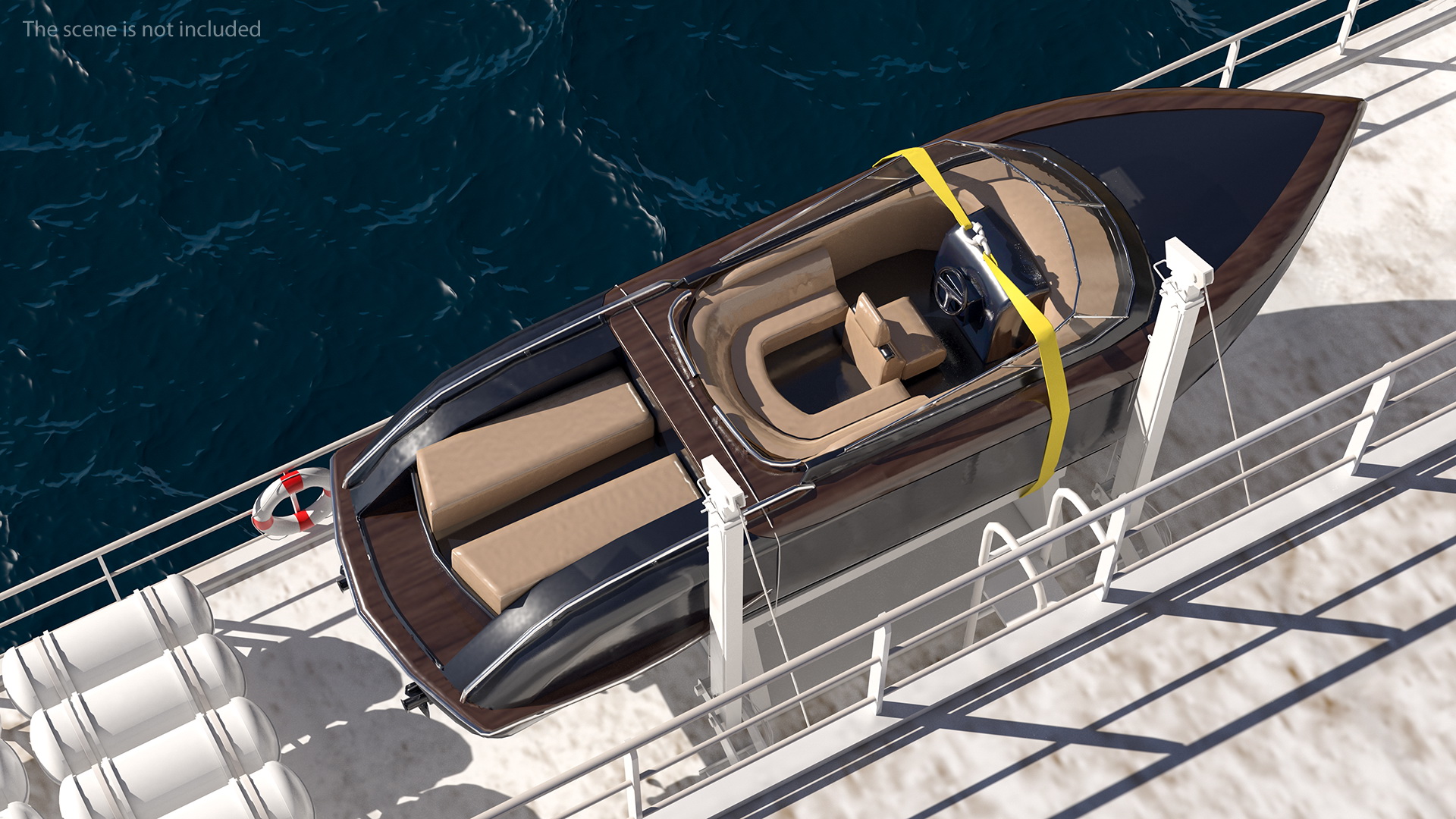 3D Boat Crane Lifting Motorboat model