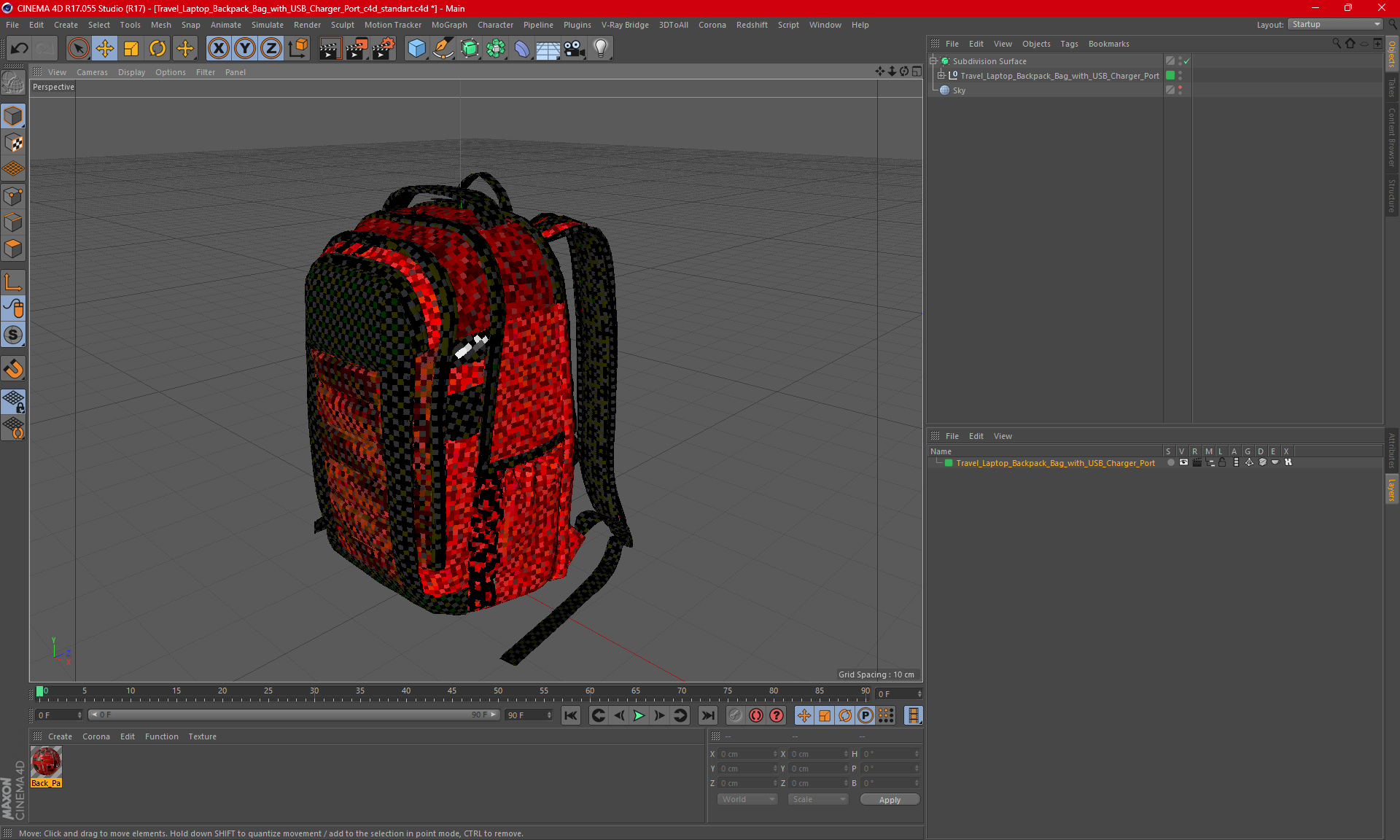 3D Travel Laptop Backpack Bag with USB Charger Port model