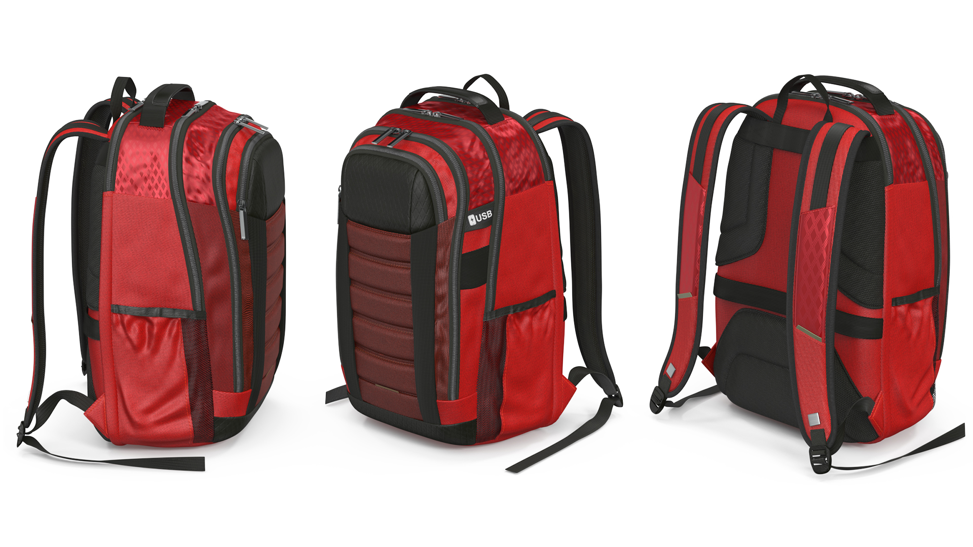 3D Travel Laptop Backpack Bag with USB Charger Port model