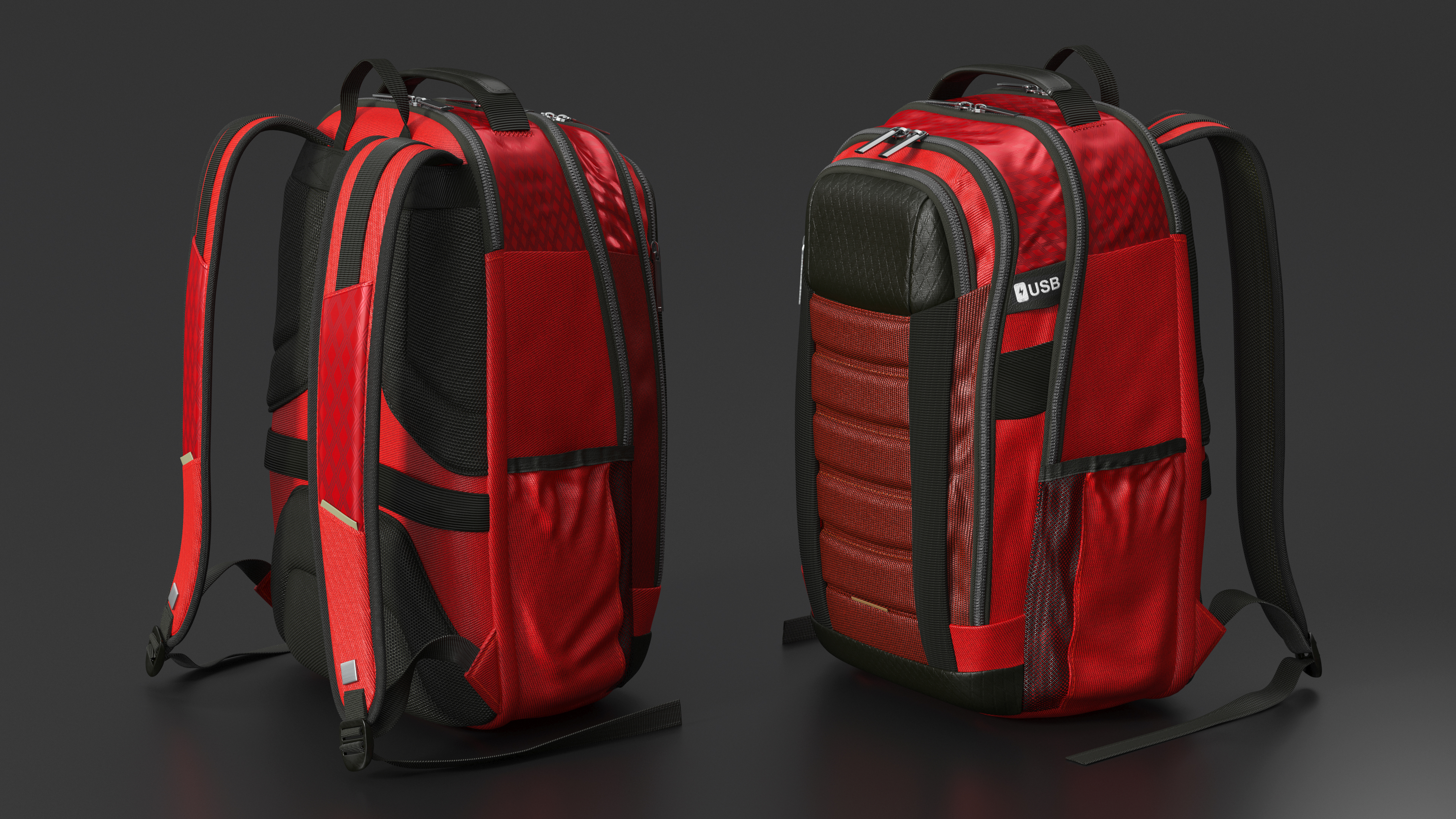 3D Travel Laptop Backpack Bag with USB Charger Port model