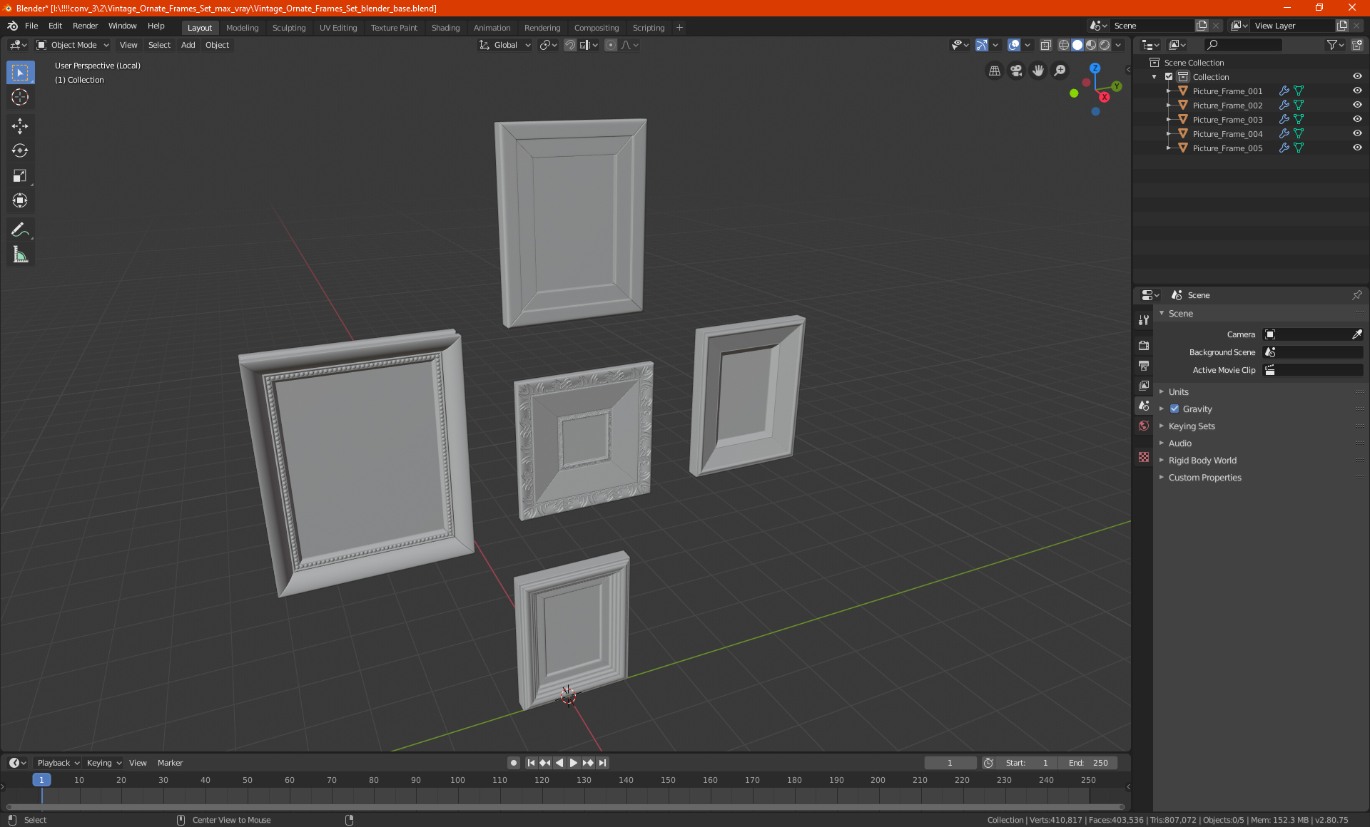 3D model Vintage Ornate Frames Set