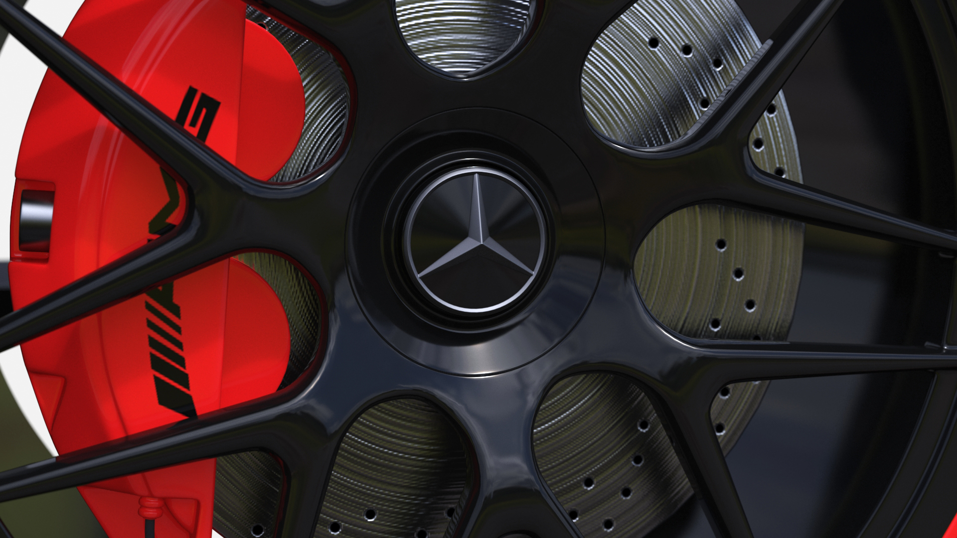 3D model Goodyear Eagle Asymmetric Tire with AMG Brake and Suspension