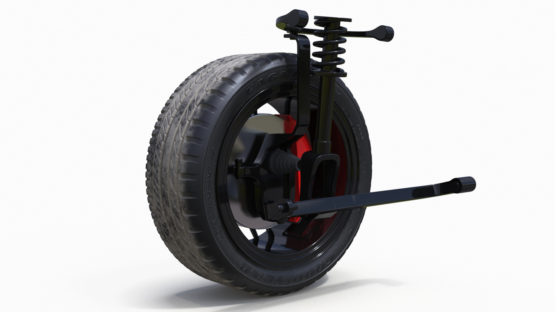 3D model Goodyear Eagle Asymmetric Tire with AMG Brake and Suspension