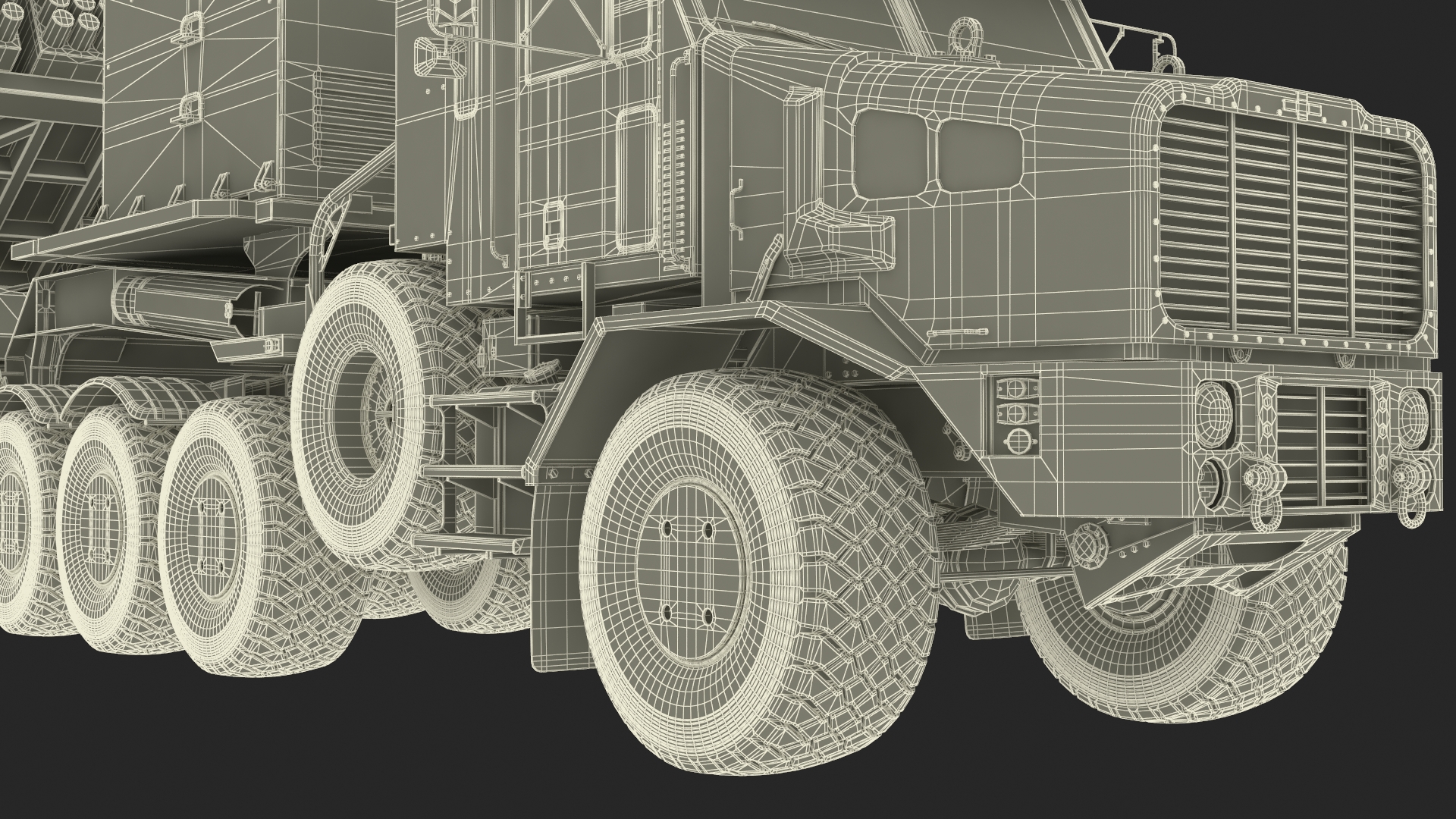 3D Multiple Rocket Launch System with Transporter Green Simple Interior model