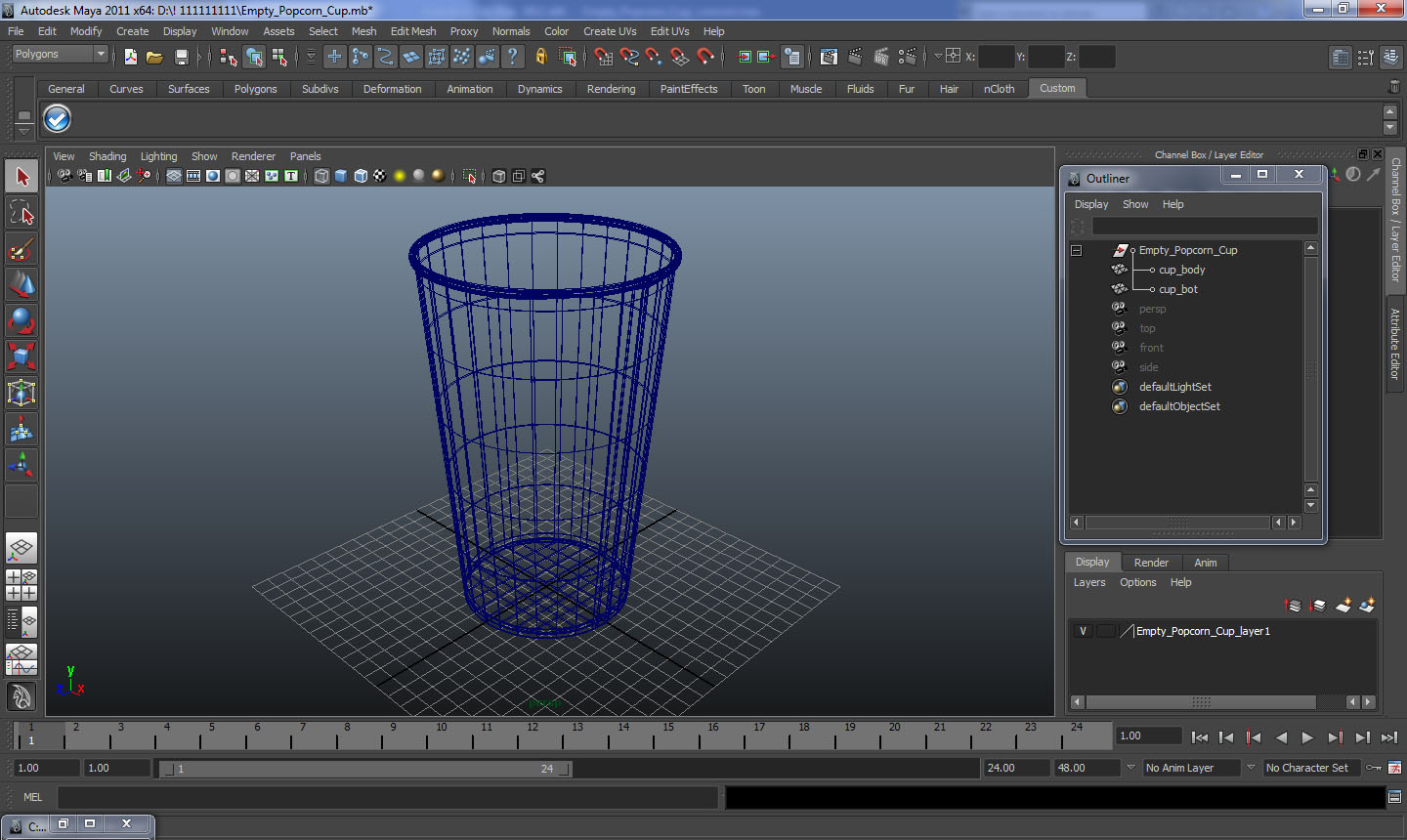 Empty Popcorn Cup 3D