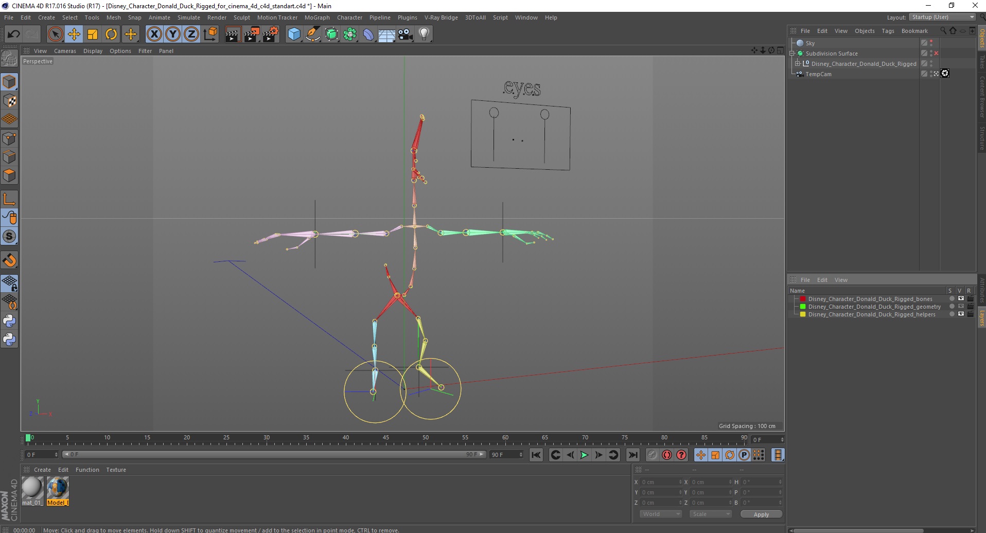 Disney Character Donald Duck Rigged for Cinema 4D 3D model