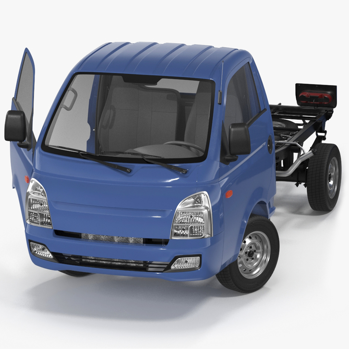 Mini Truck Bare Chassis Blue Rigged for Maya 3D model