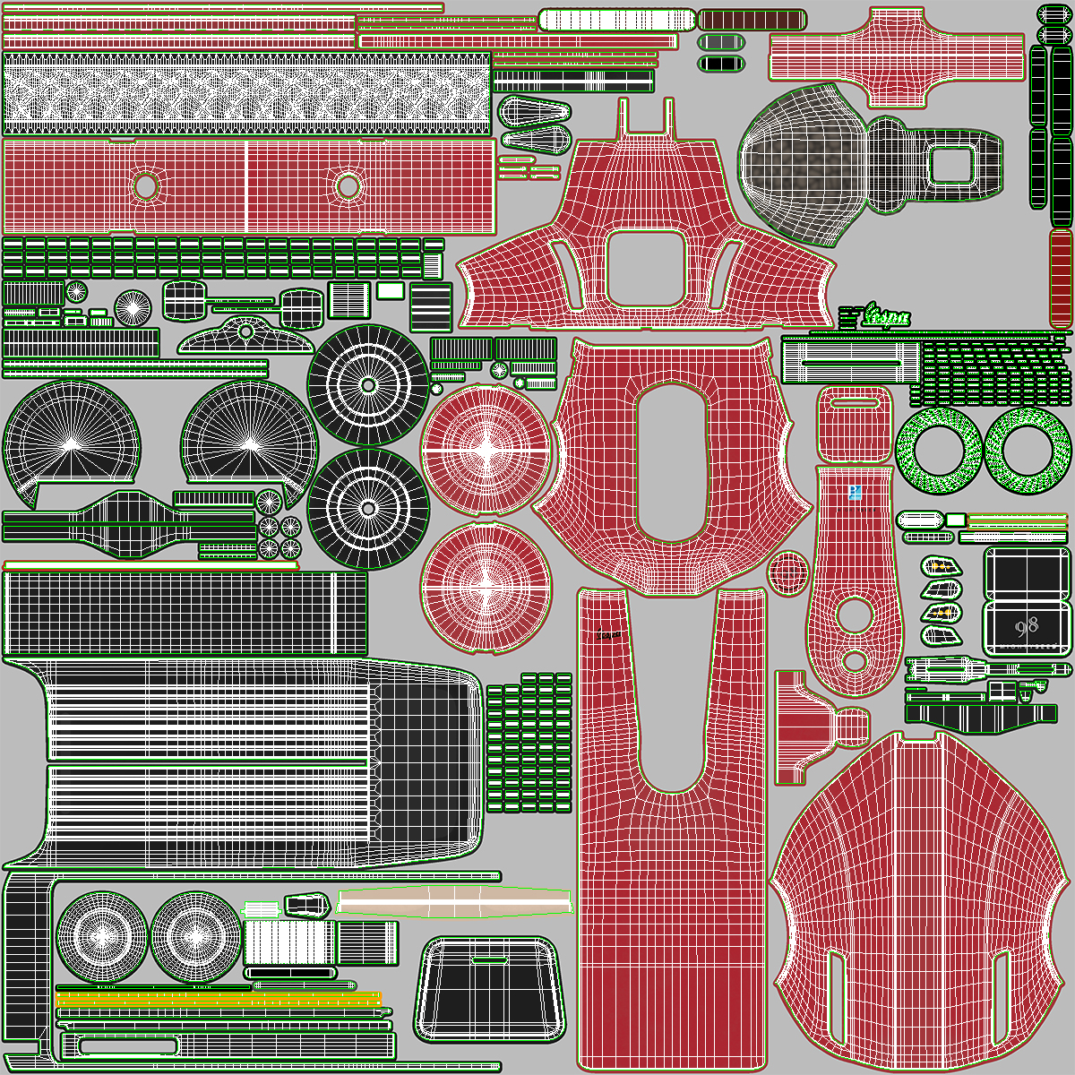 3D model Designer Red Electric Scooter Vespa 98 Lights On Rigged