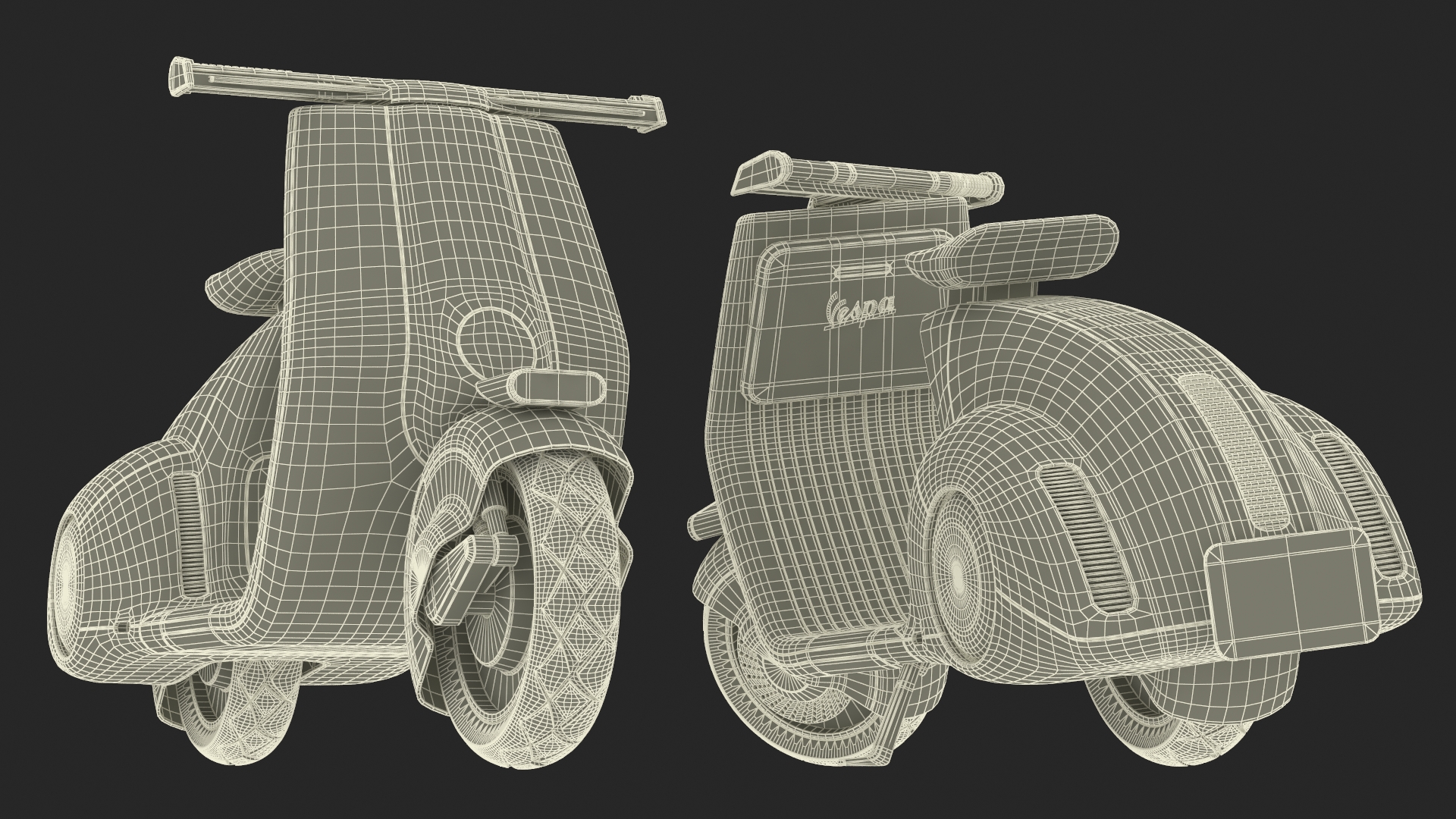 3D model Designer Red Electric Scooter Vespa 98 Lights On Rigged