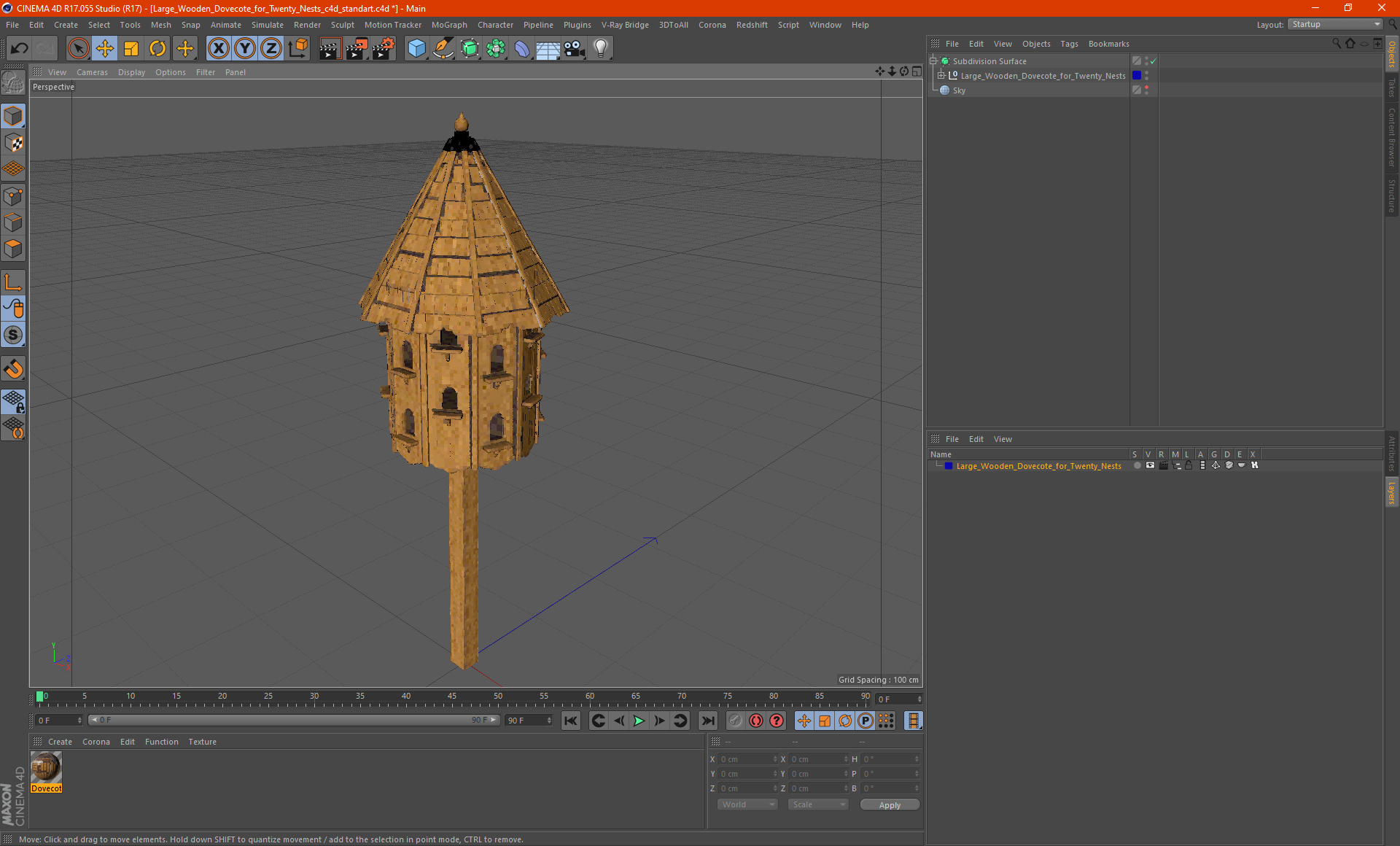 3D Large Wooden Dovecote for Twenty Nests model