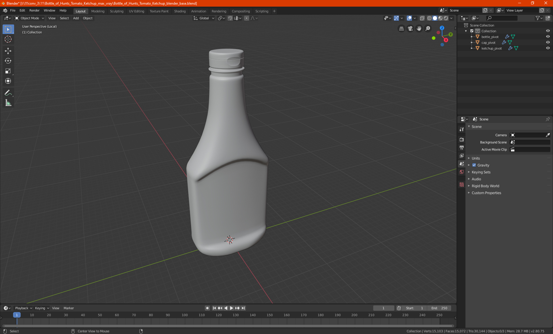 3D model Bottle of Hunts Tomato Ketchup